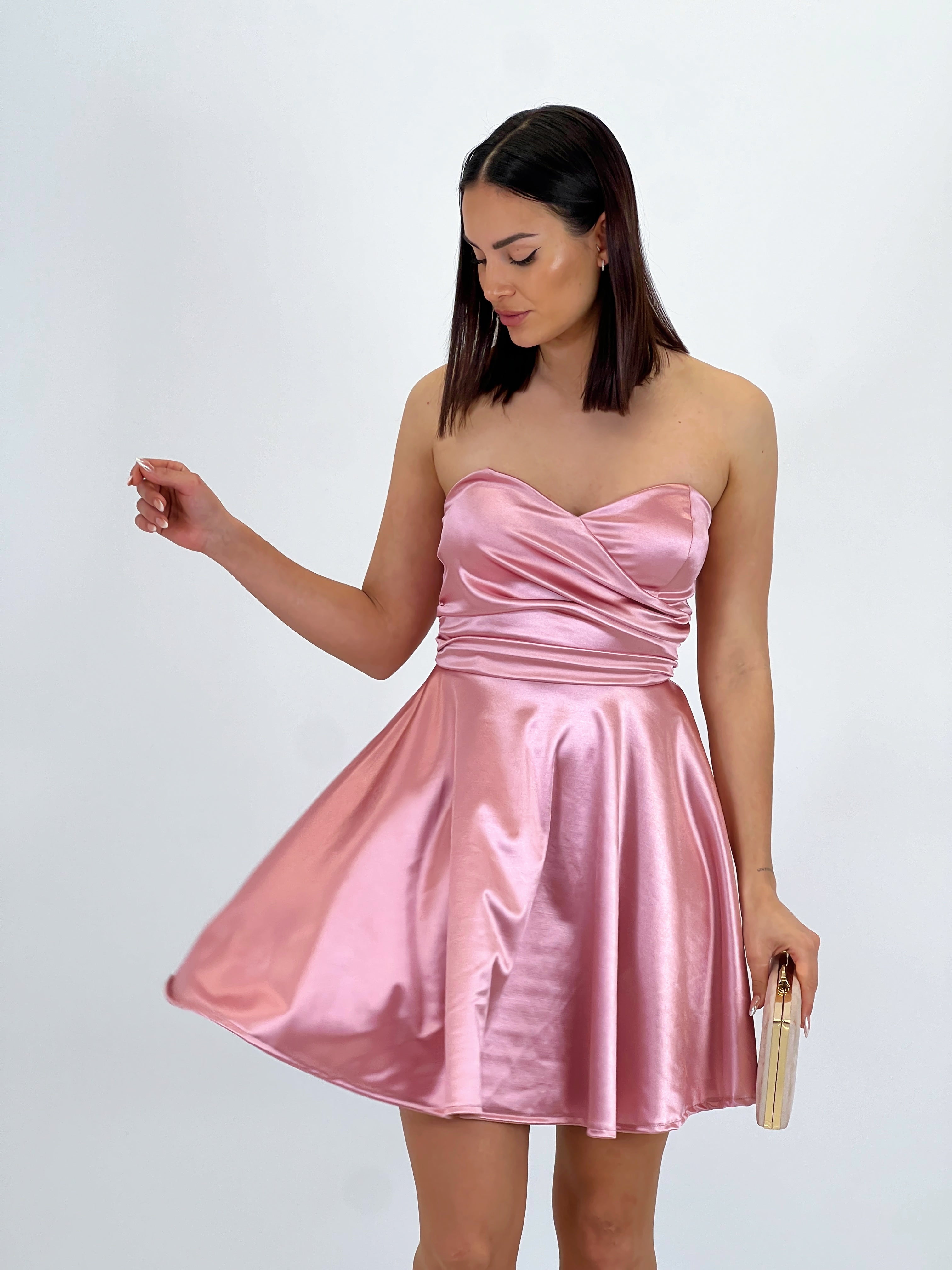 Vestido satinado con vuelo Belisa