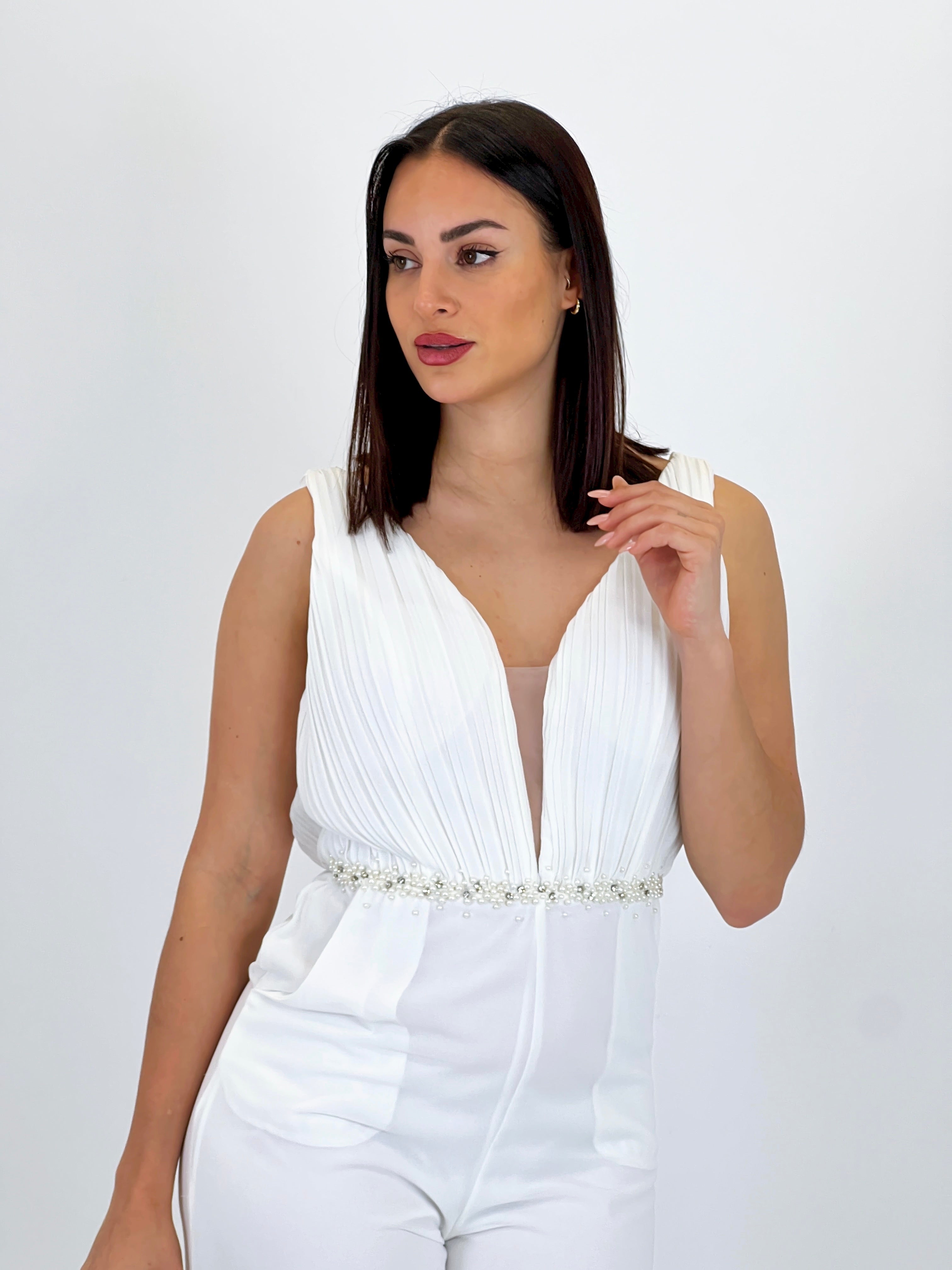 Ivette Blanco pearl jumpsuit