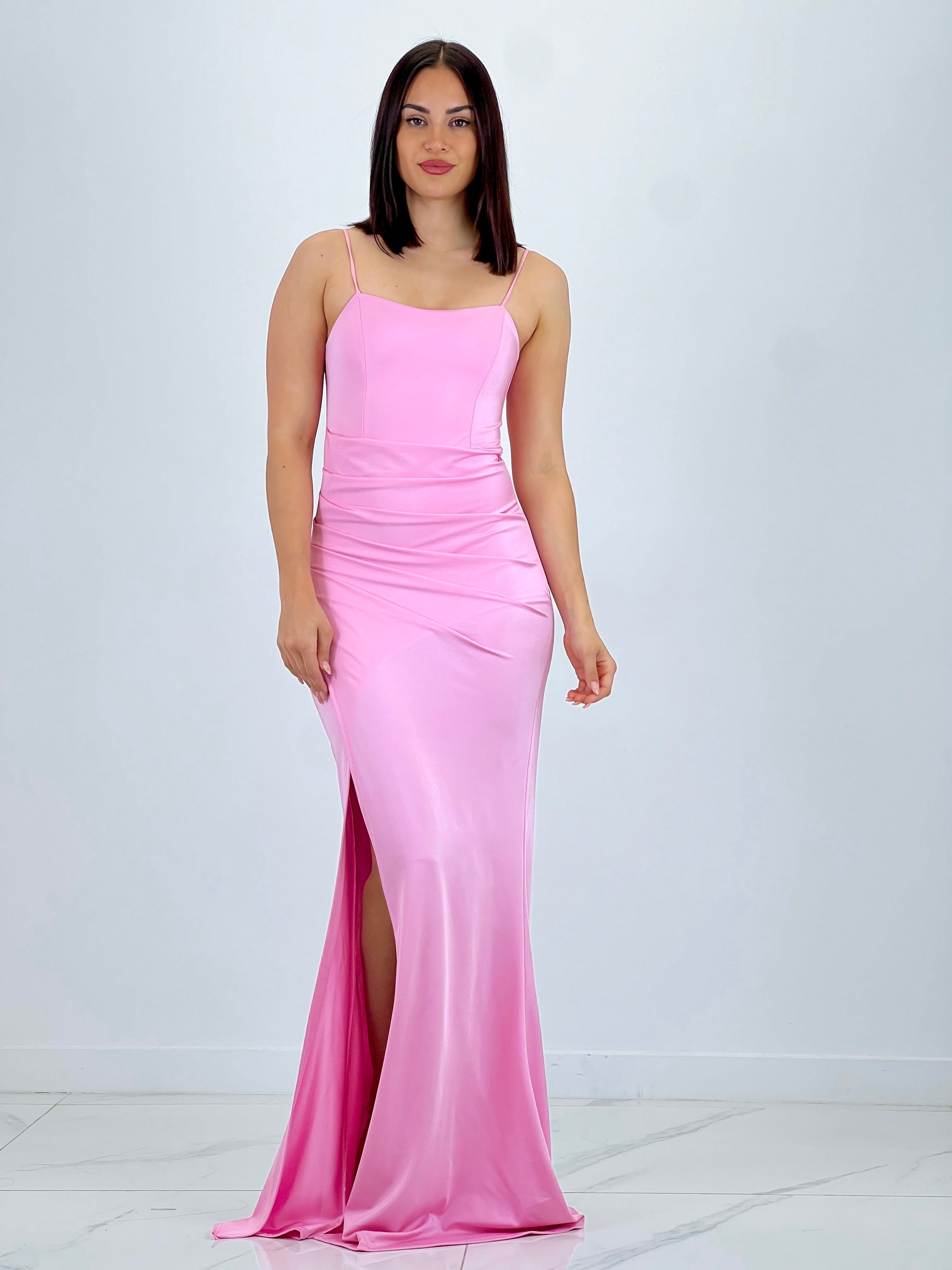 Vestido fruncido espalda cruzada Dina