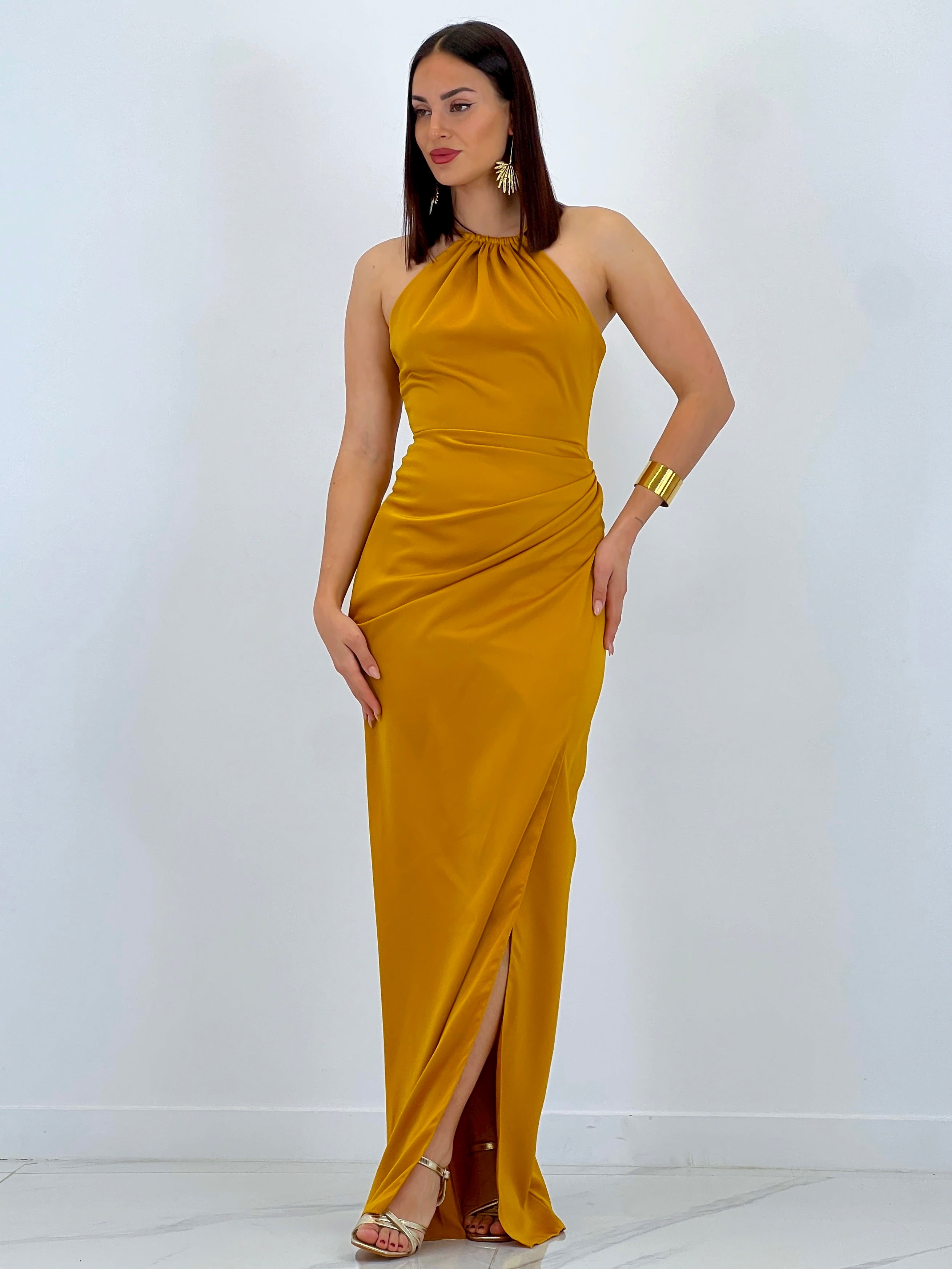 Vestido raso halter Gala