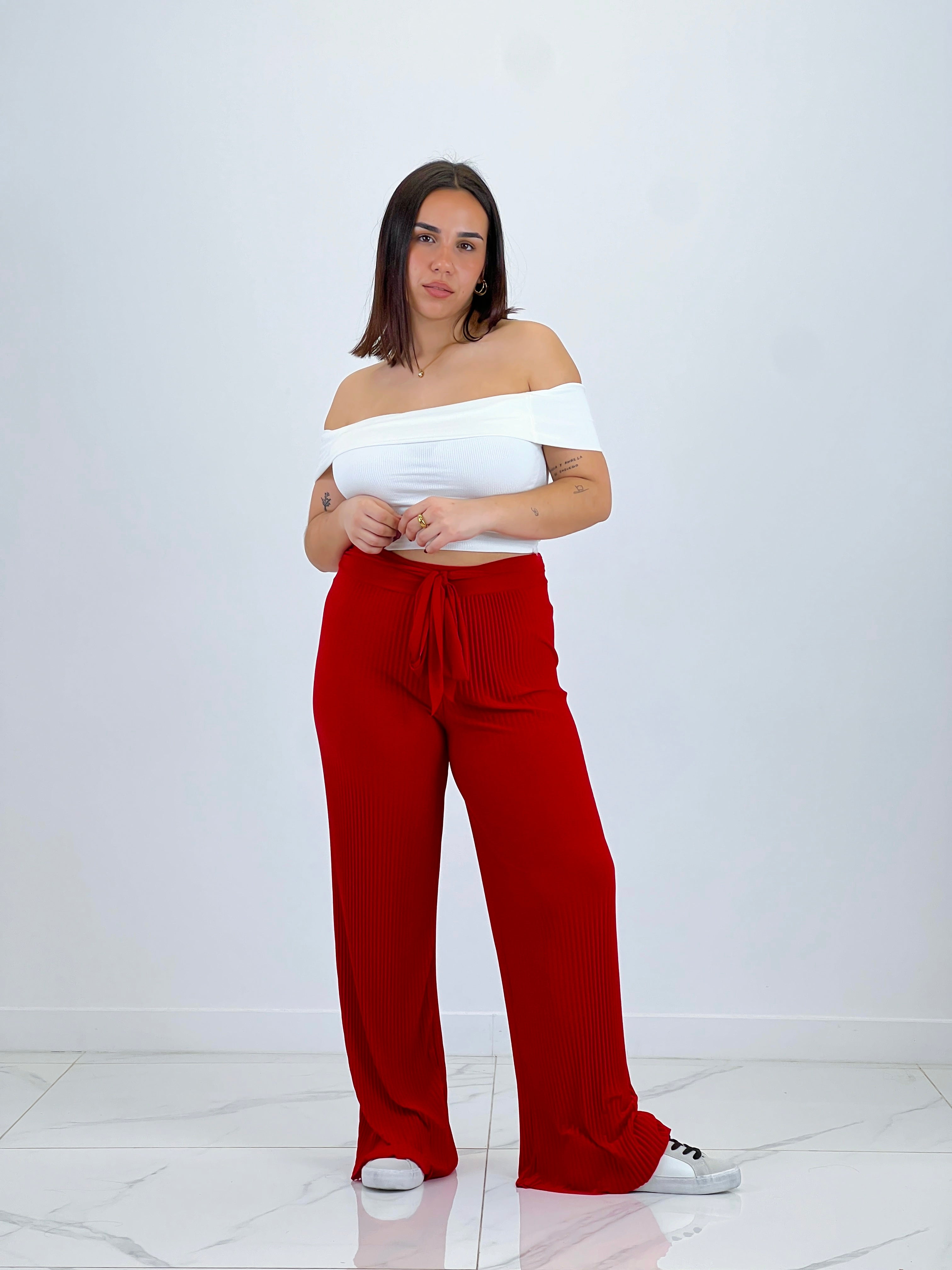 Pantaló plisat cordó cintura