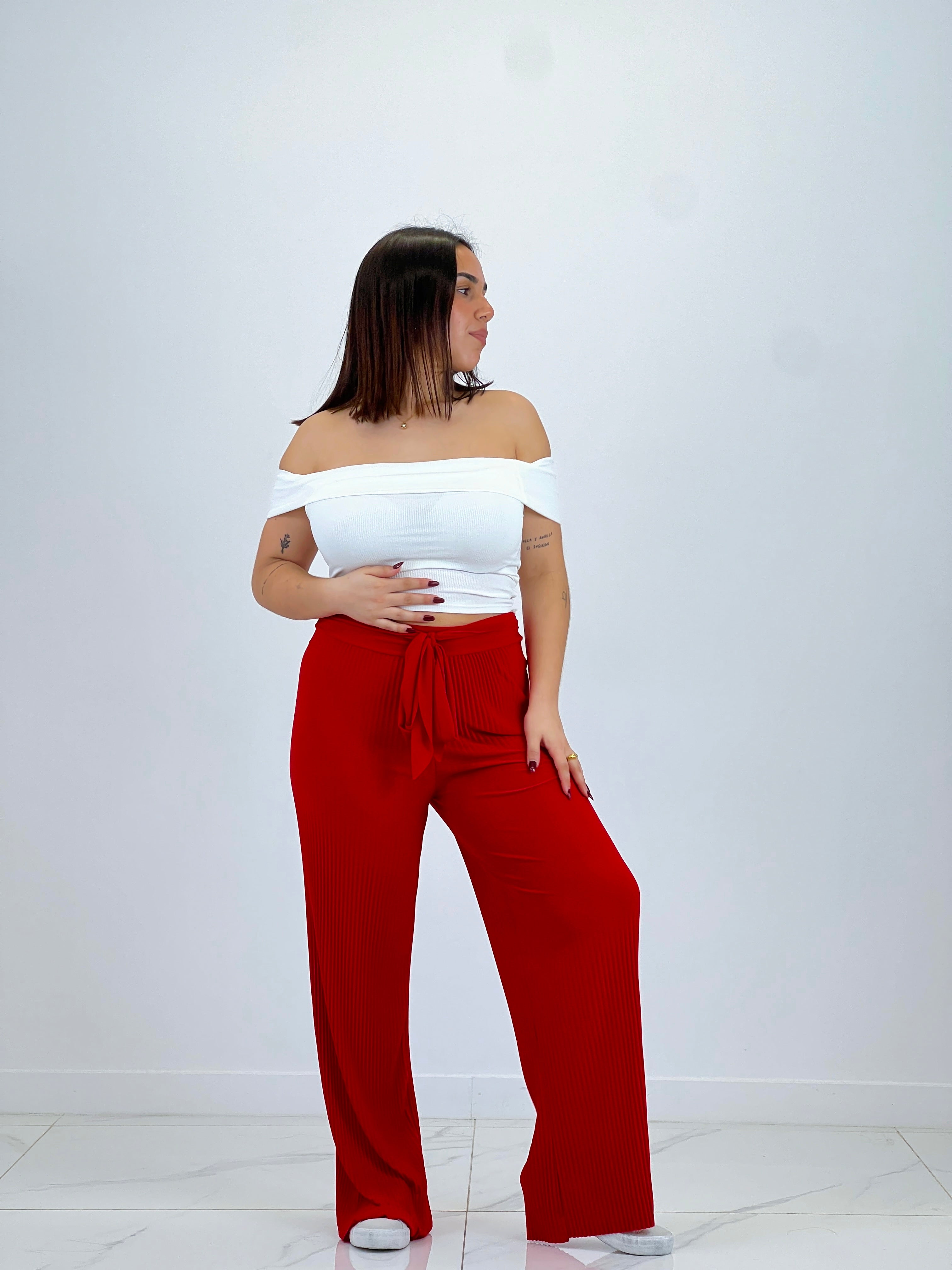 Pantaló plisat cordó cintura