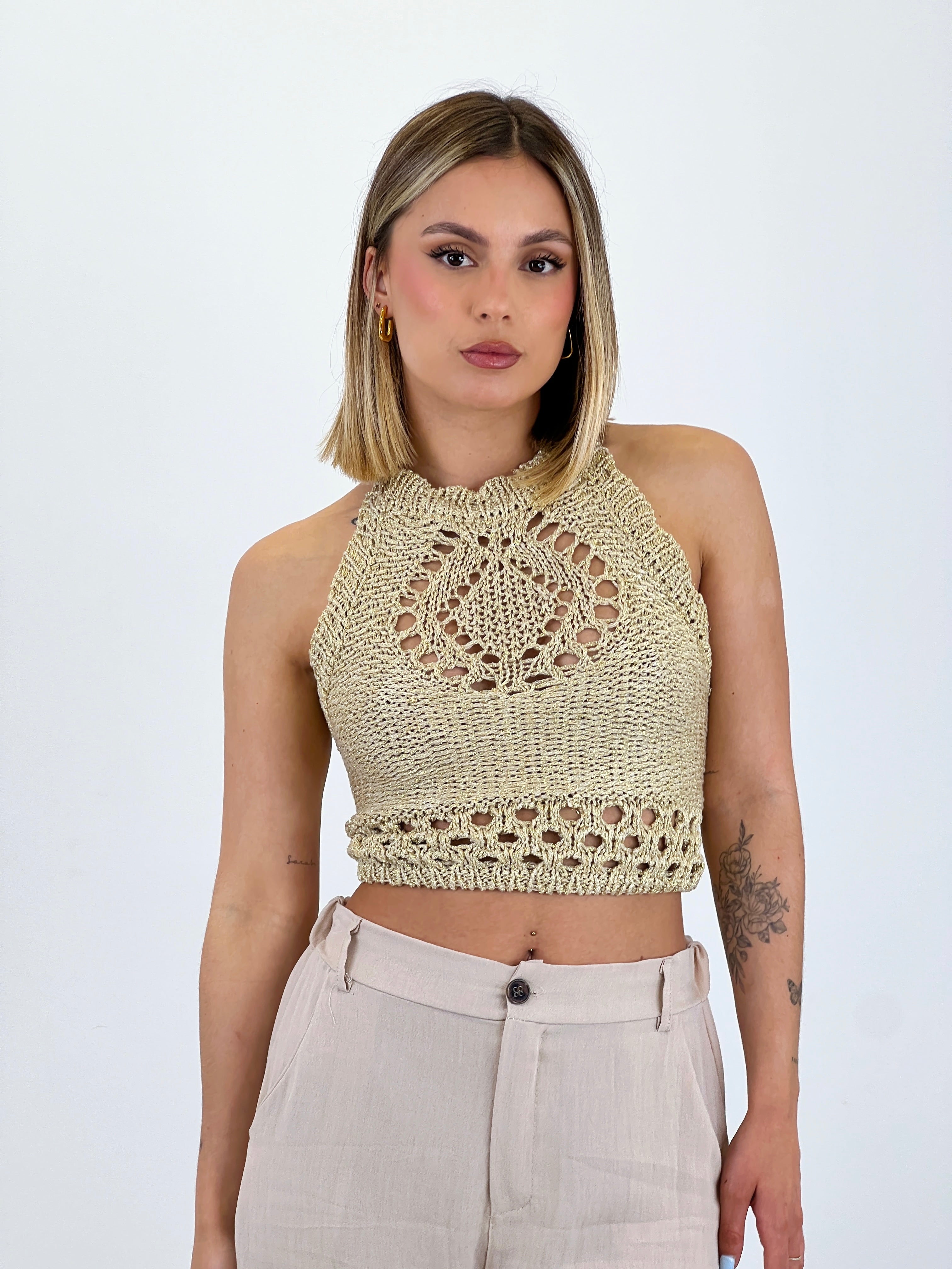 Top halter caldo lurex