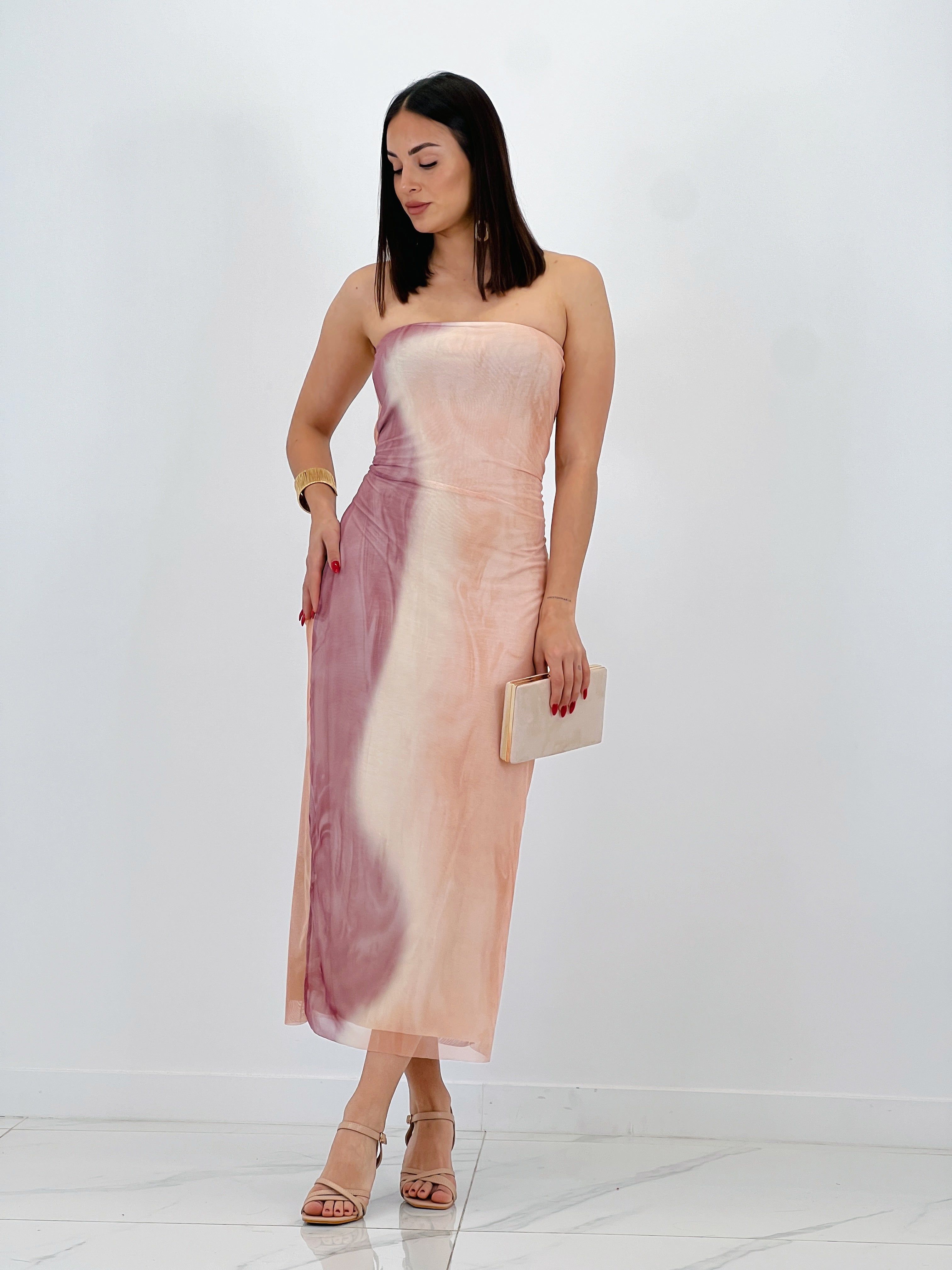 Vestido palabra de honor tul