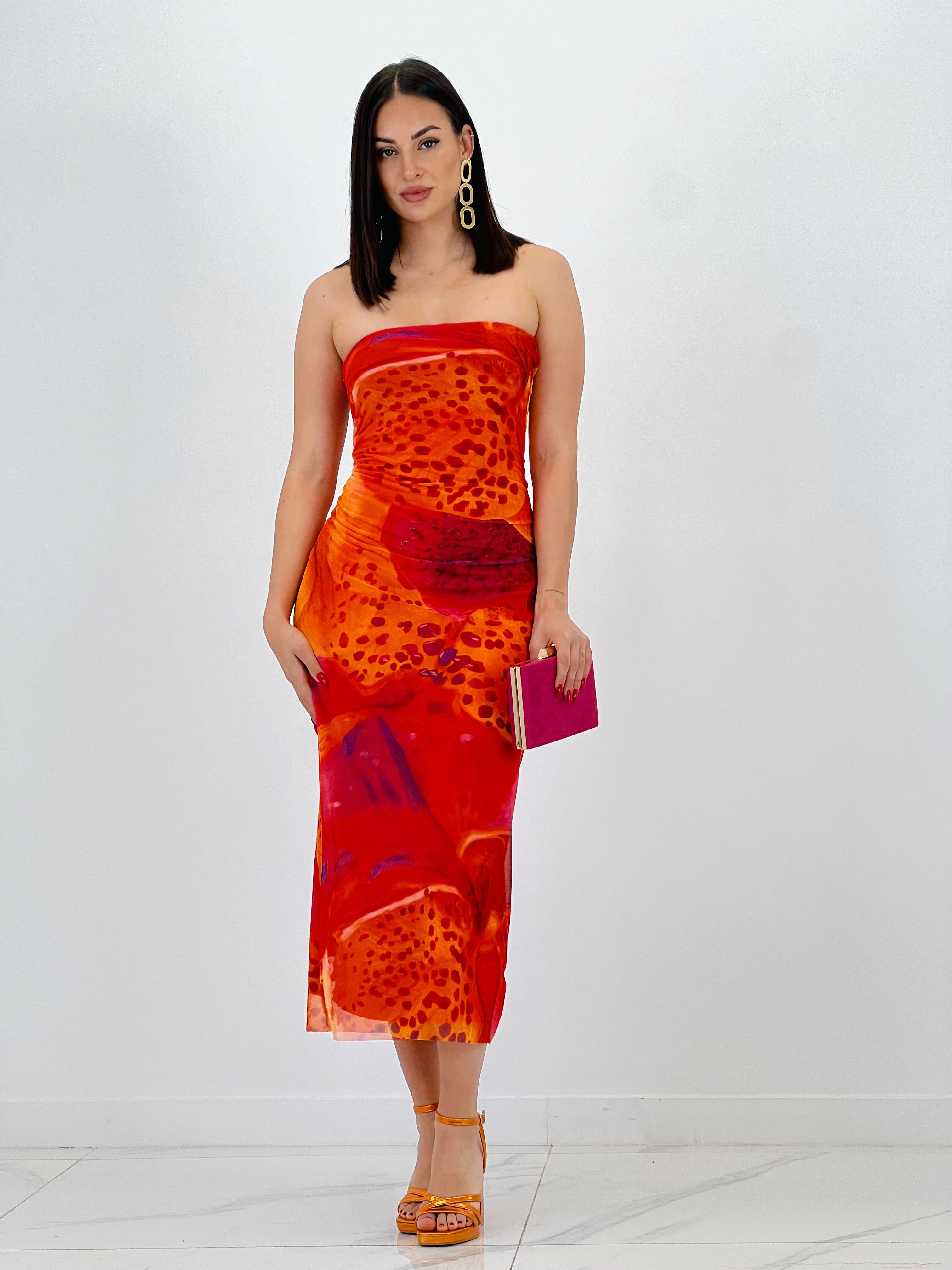 Vestido estampado tul Anya