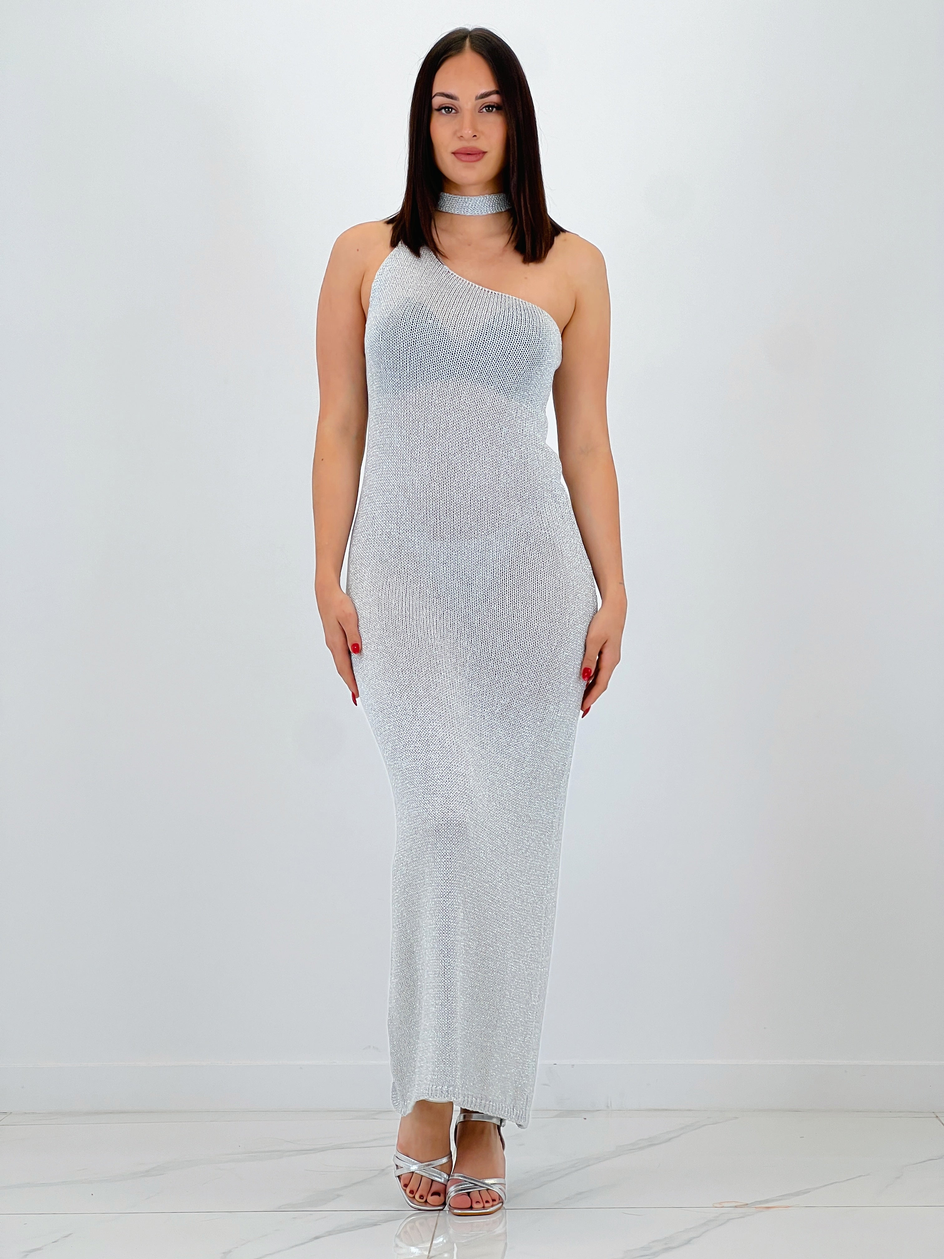 Vestido punto metalizado Saura