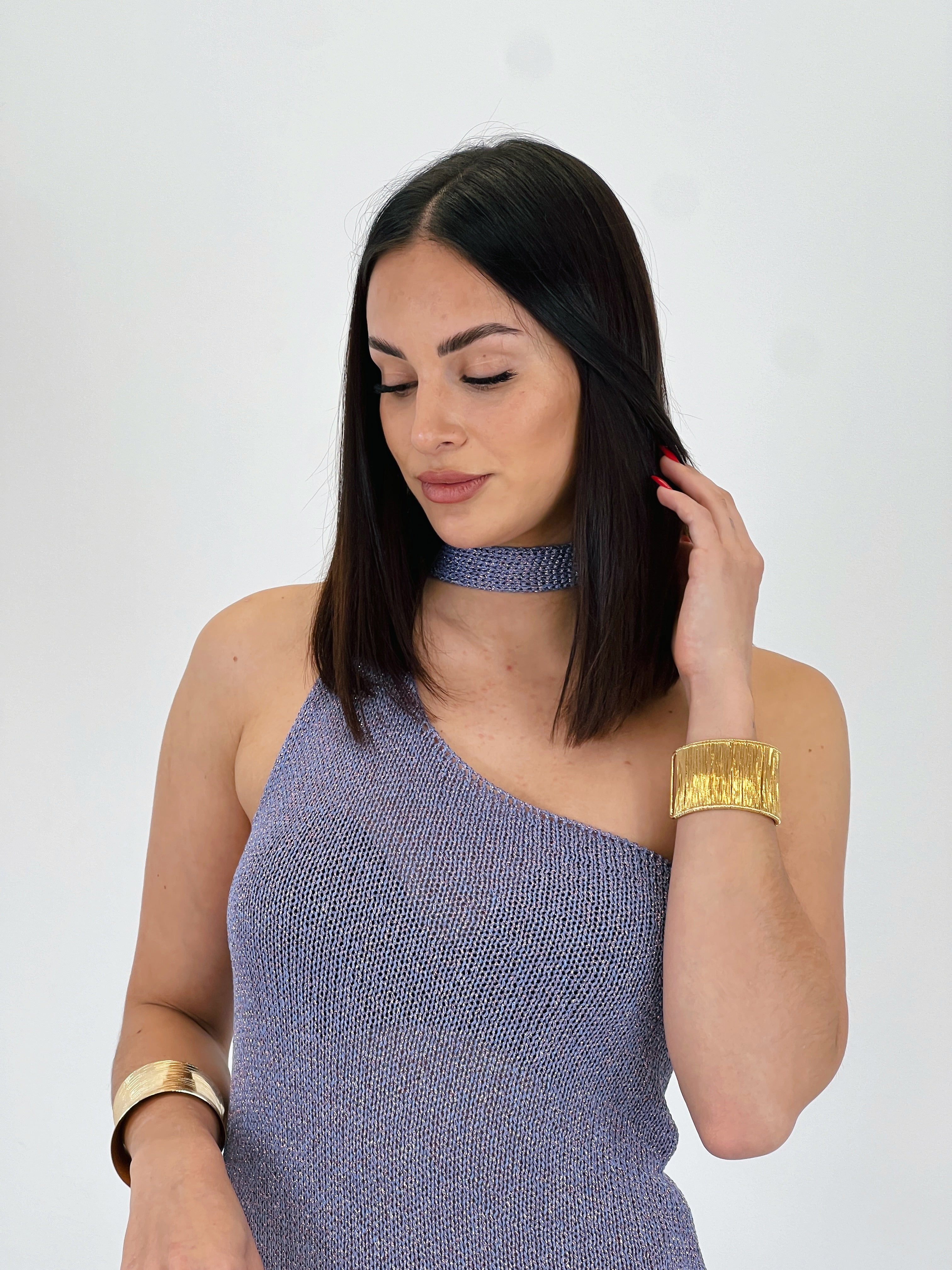 Vestido punto metalizado Saura