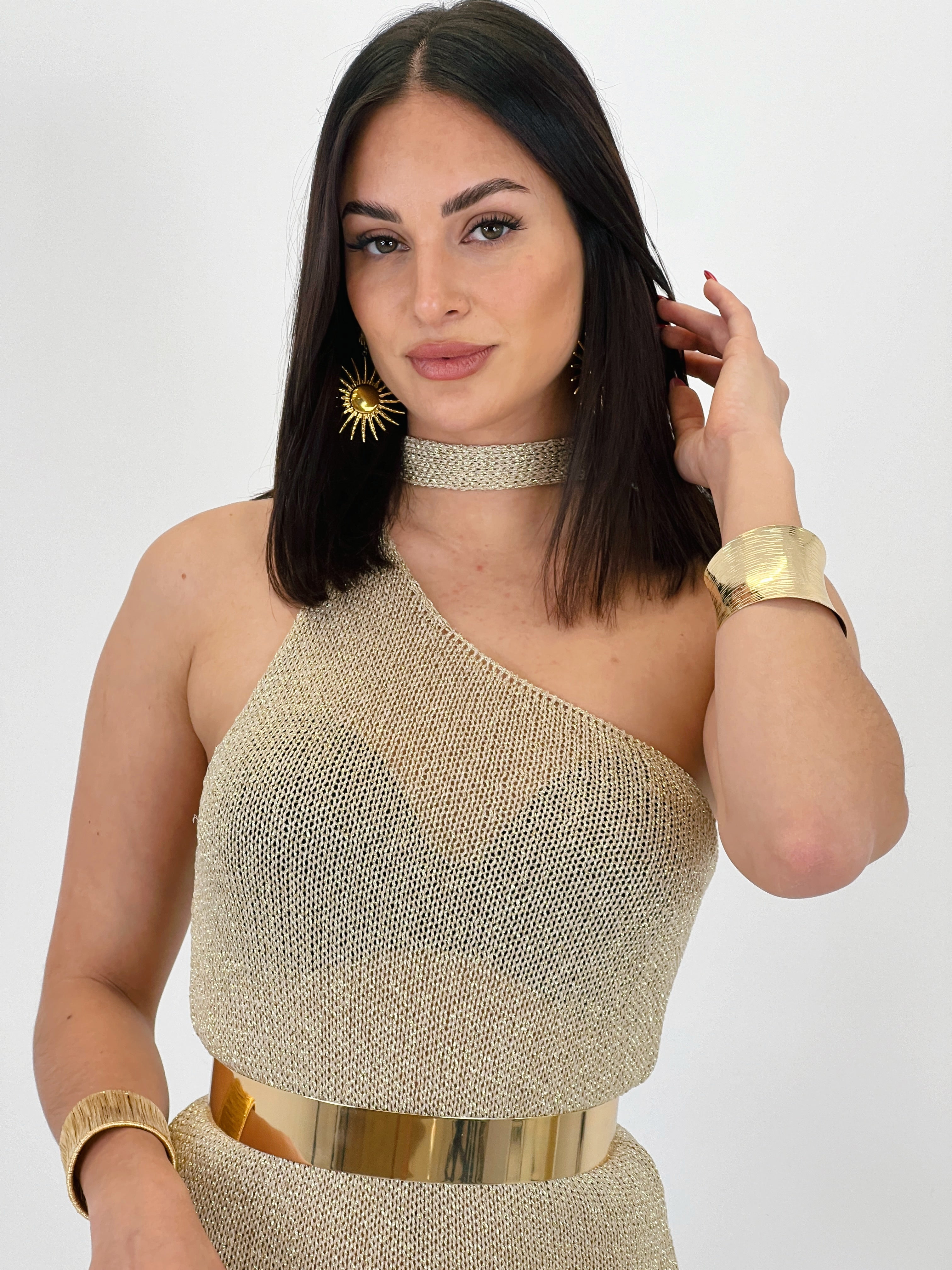 Vestido punto metalizado Saura