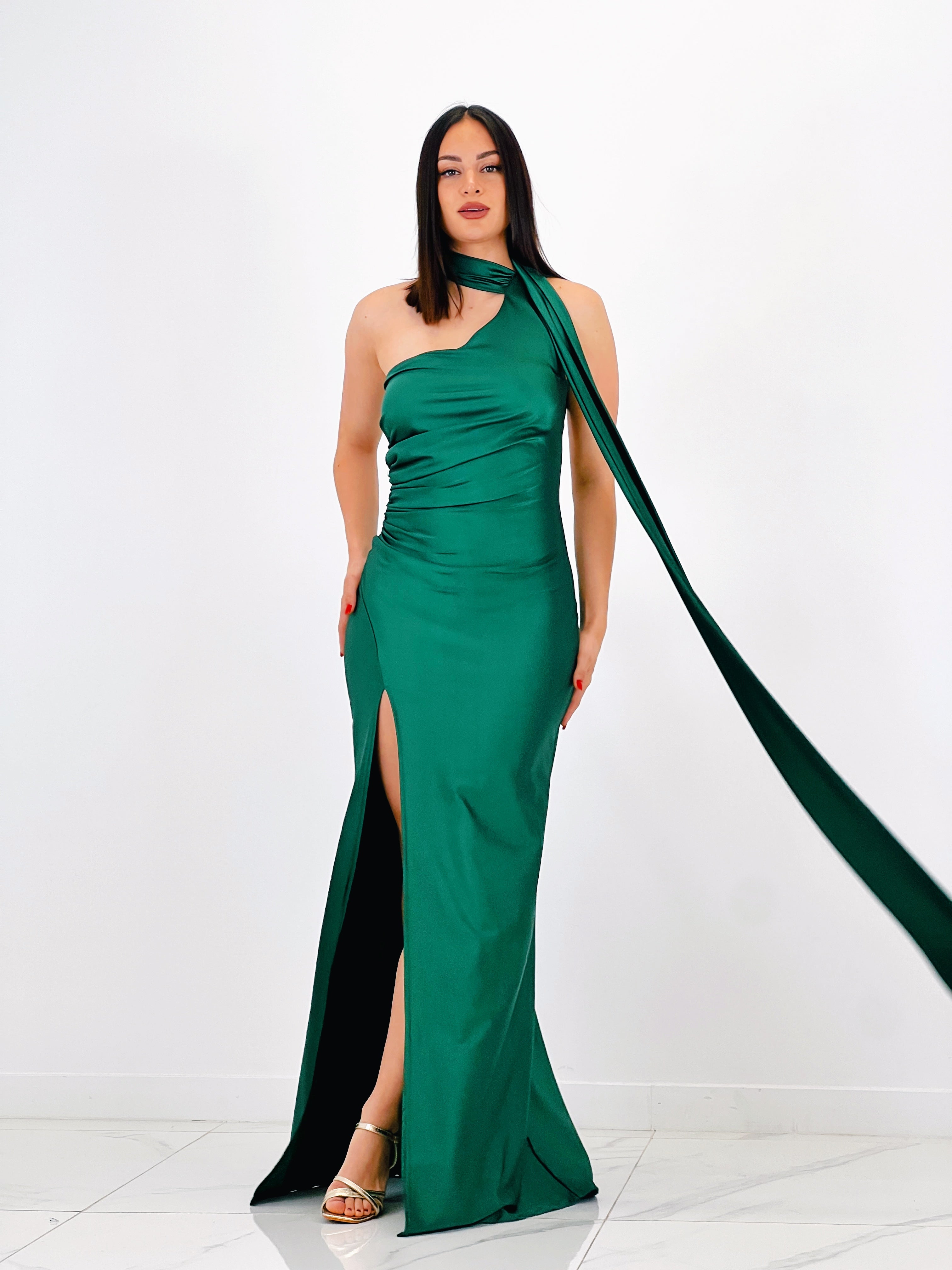 Vestido assimétrico satinado Sidney