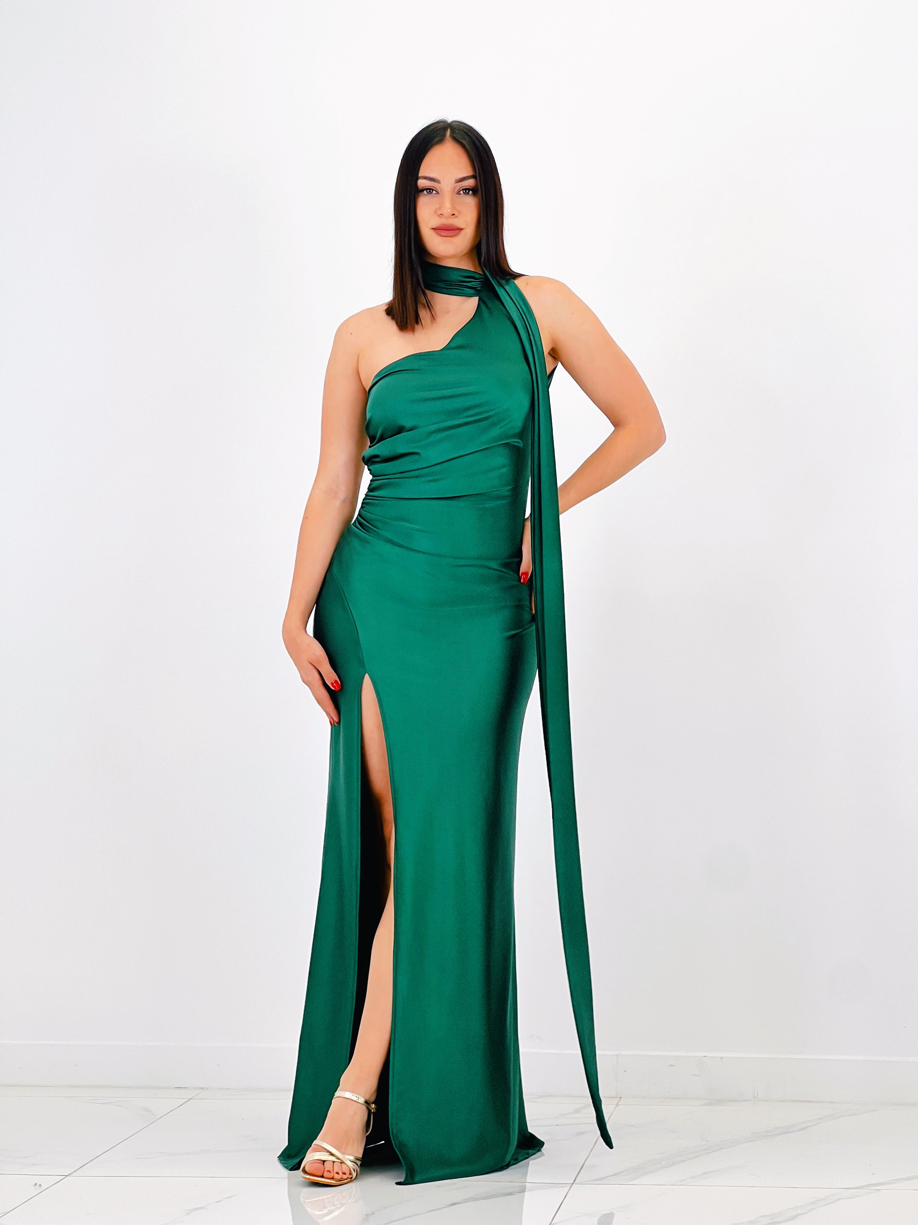 Vestido assimétrico satinado Sidney