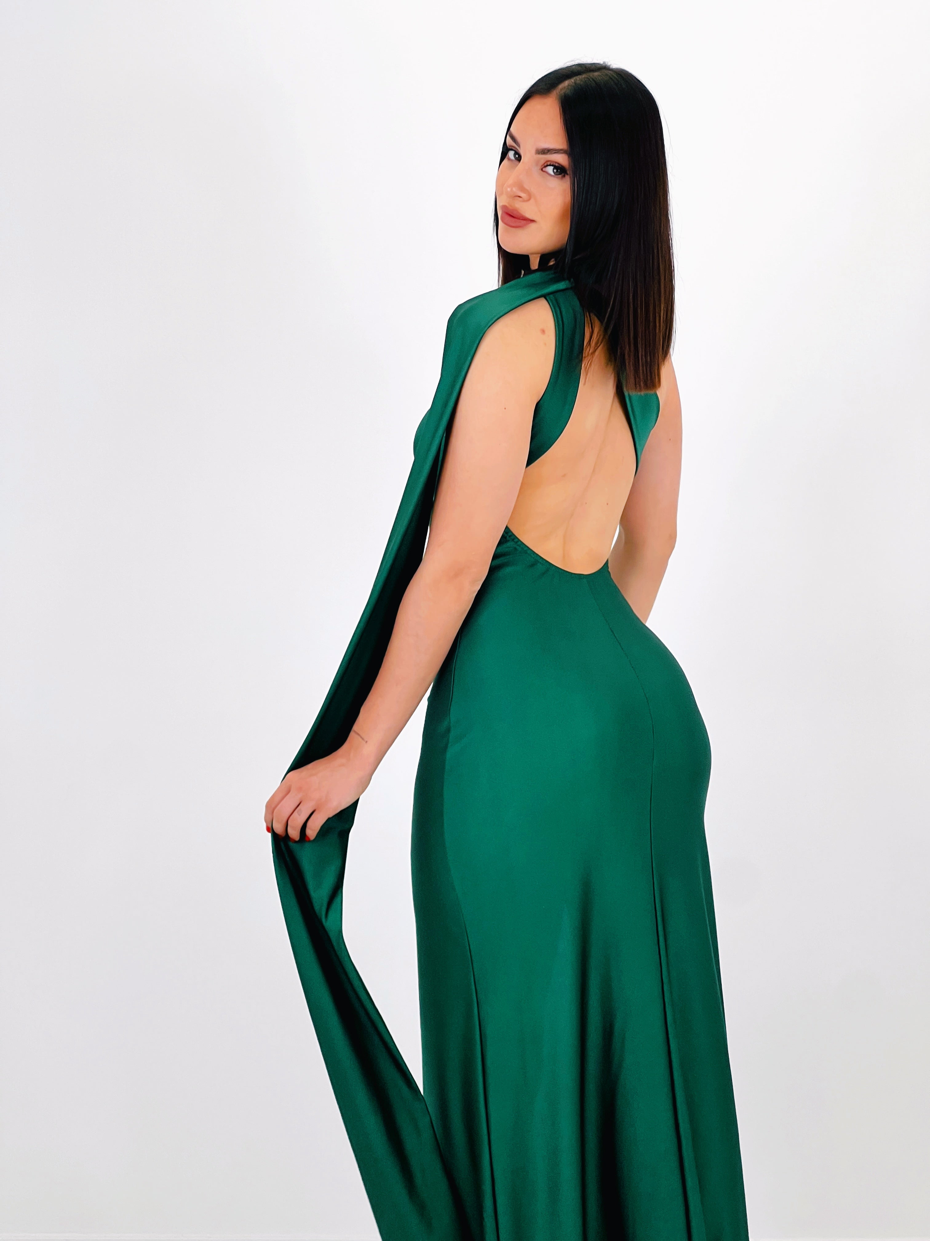 Vestido assimétrico satinado Sidney