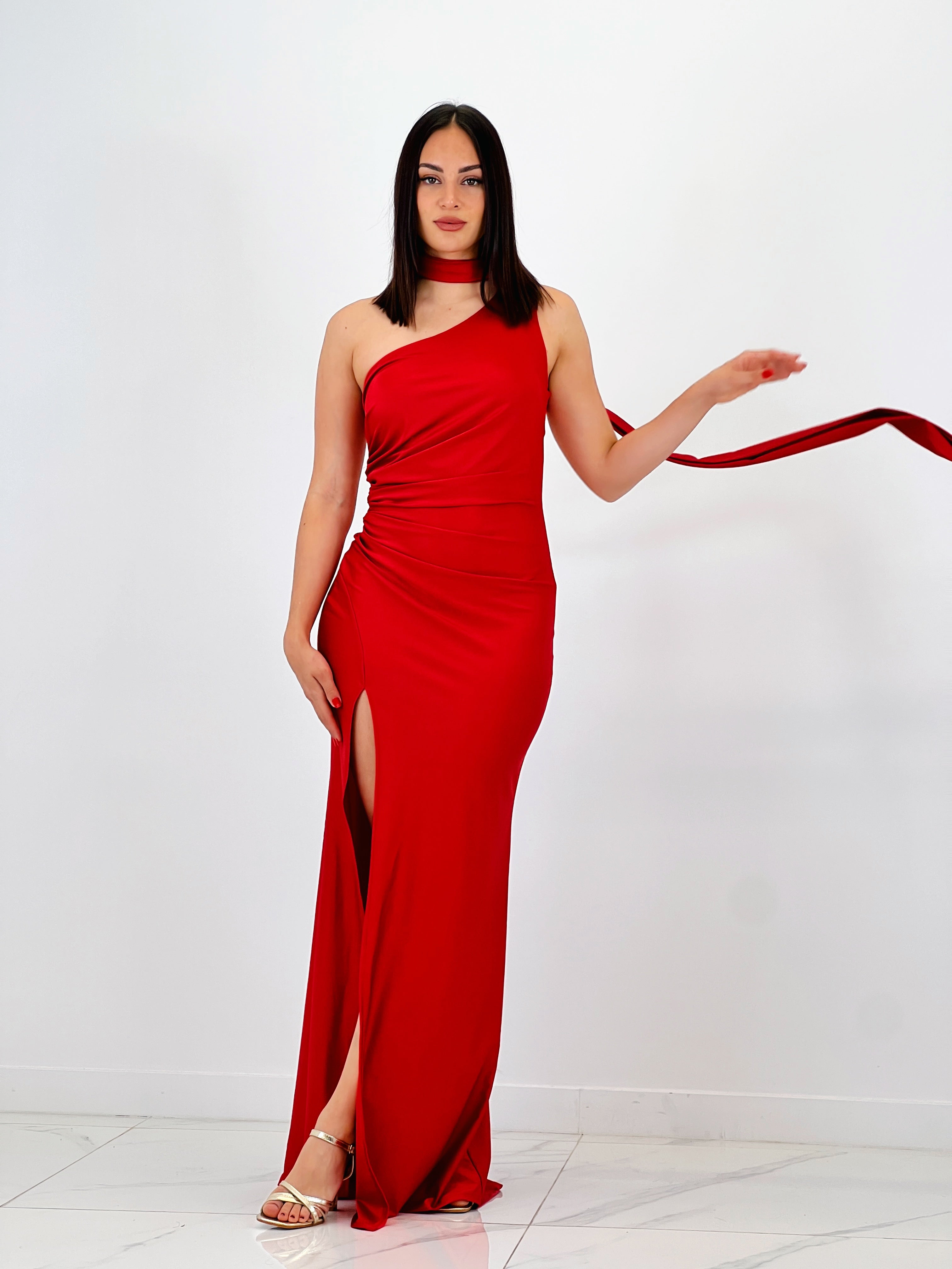 Vestido assimétrico satinado Sidney