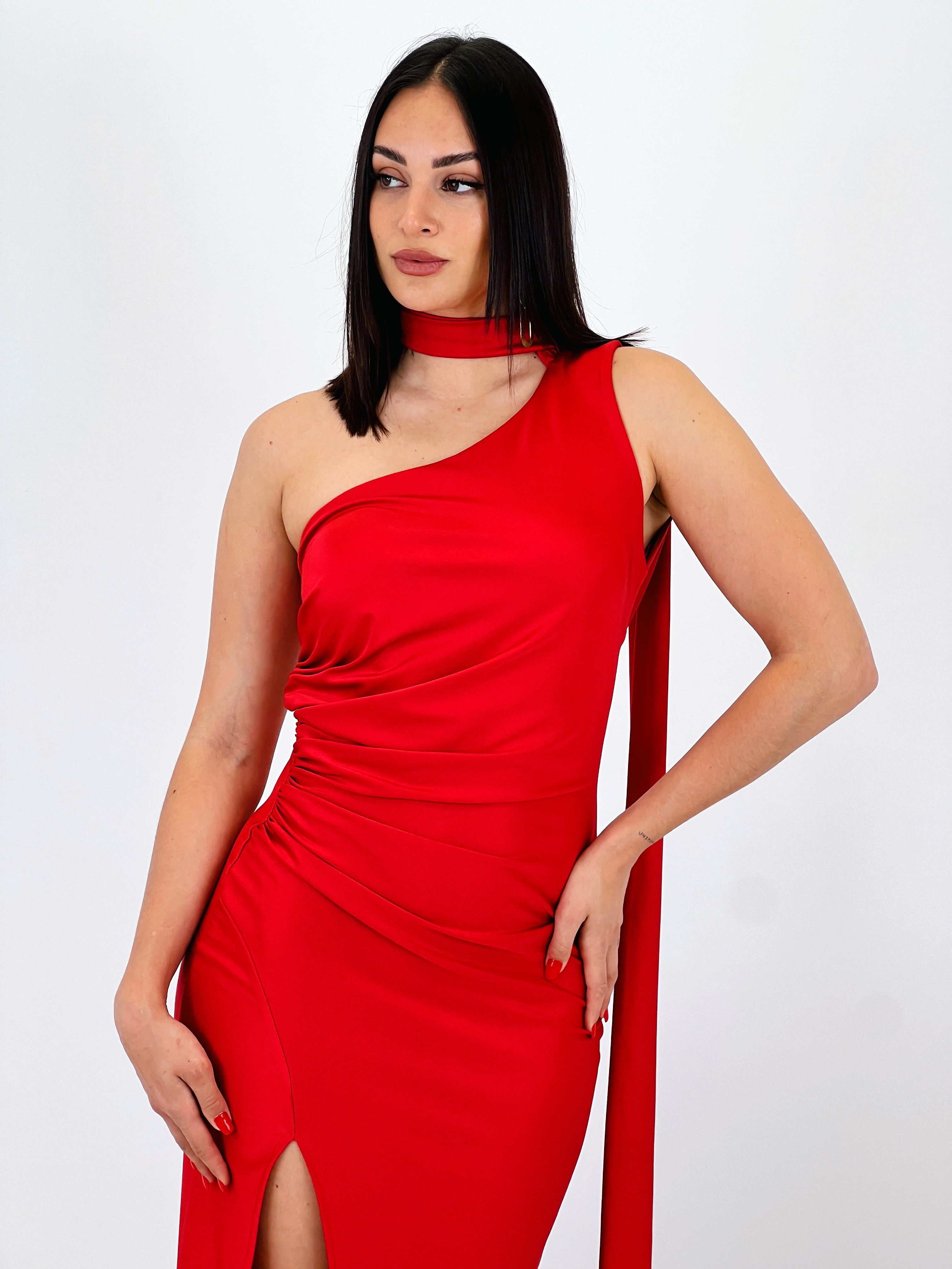 Vestido assimétrico satinado Sidney