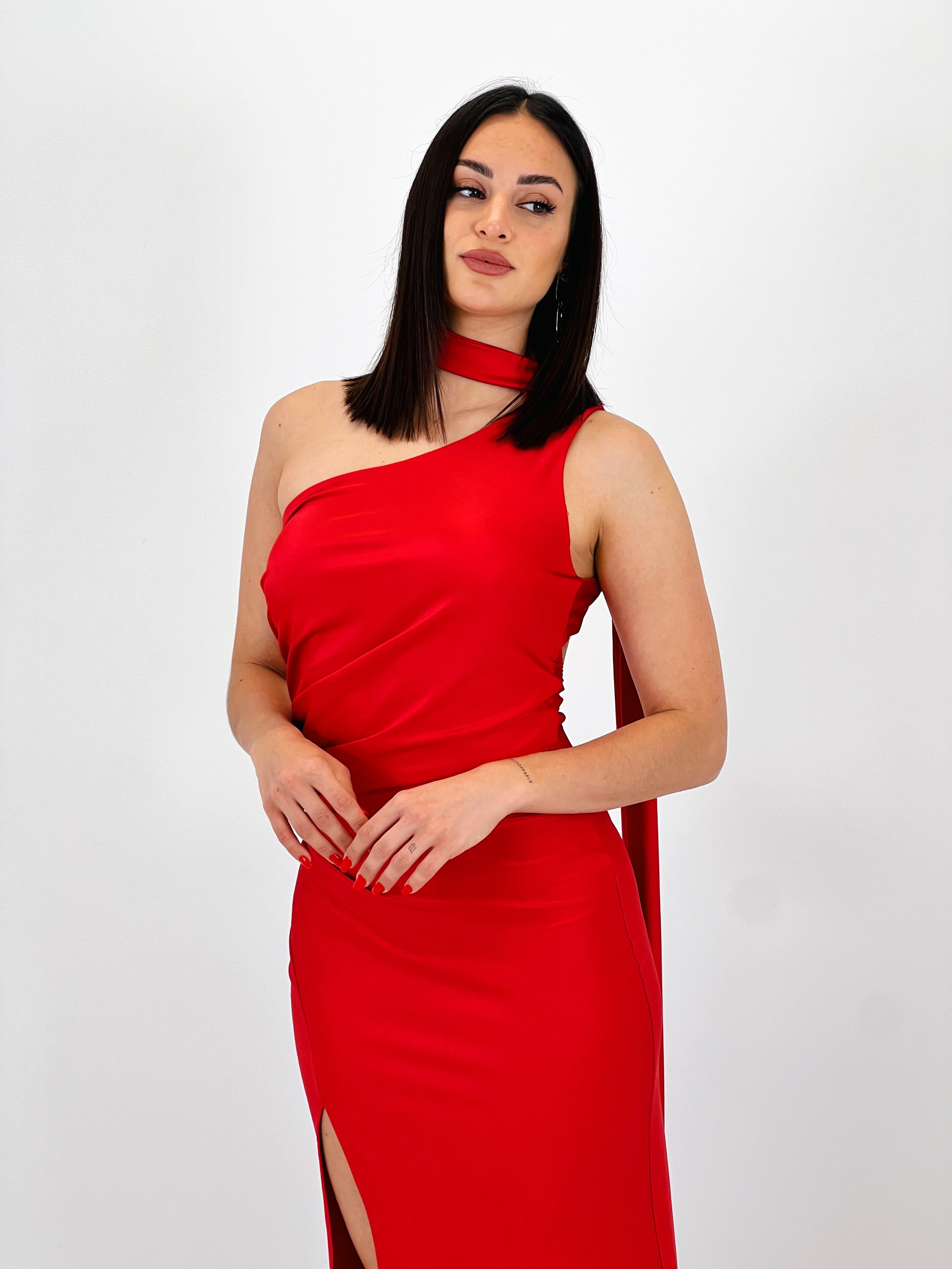 Vestido assimétrico satinado Sidney