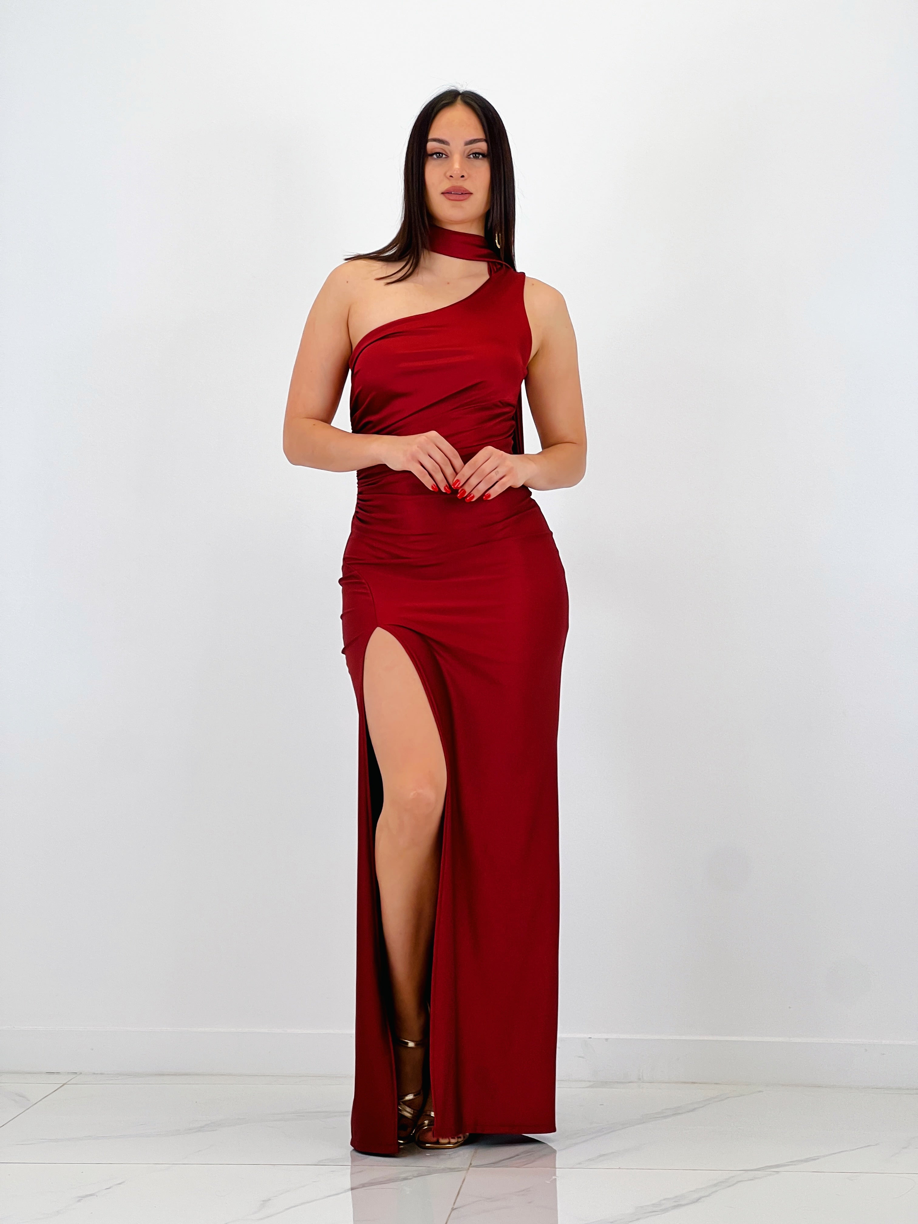 Vestido assimétrico satinado Sidney