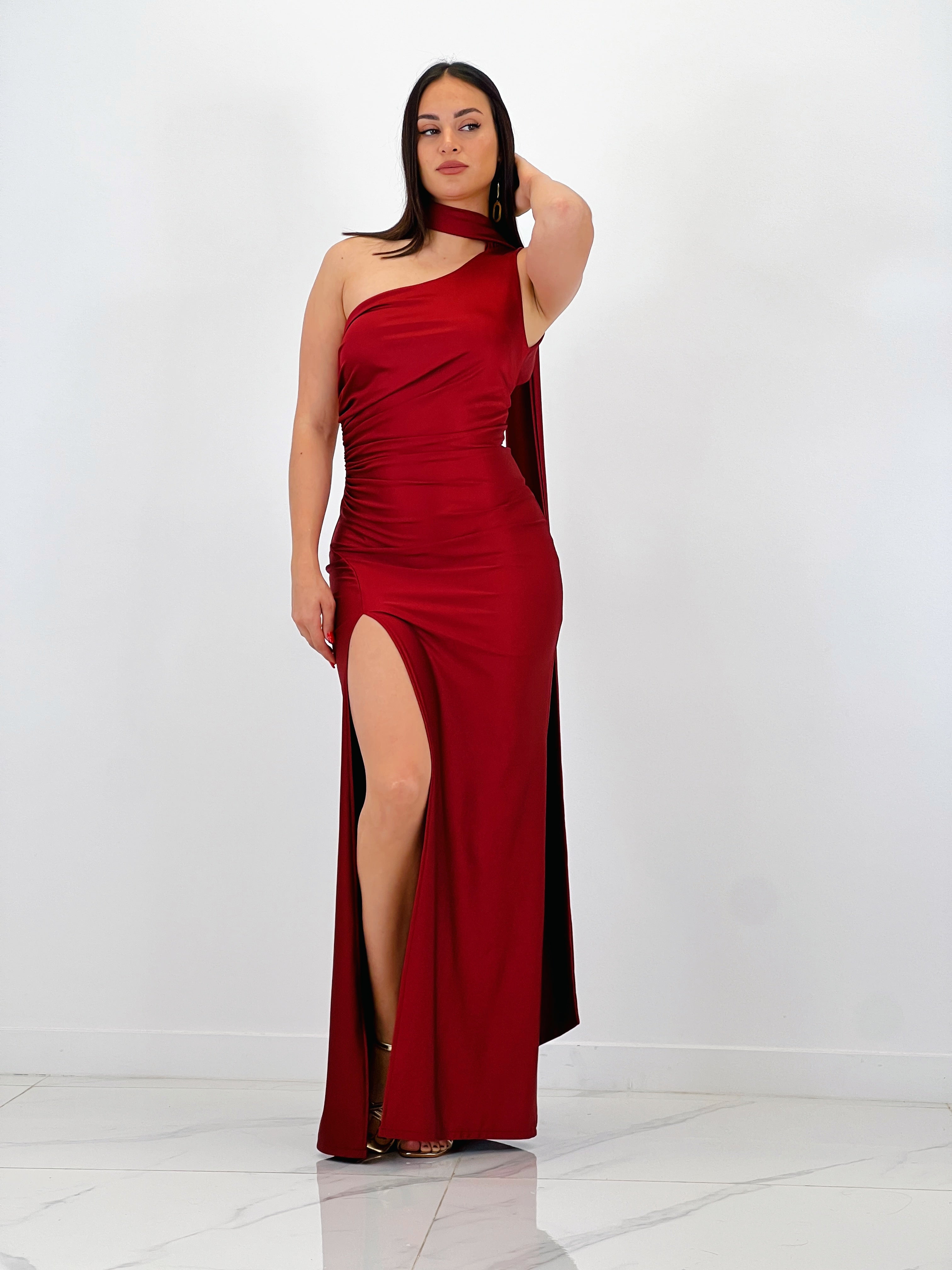 Vestido assimétrico satinado Sidney