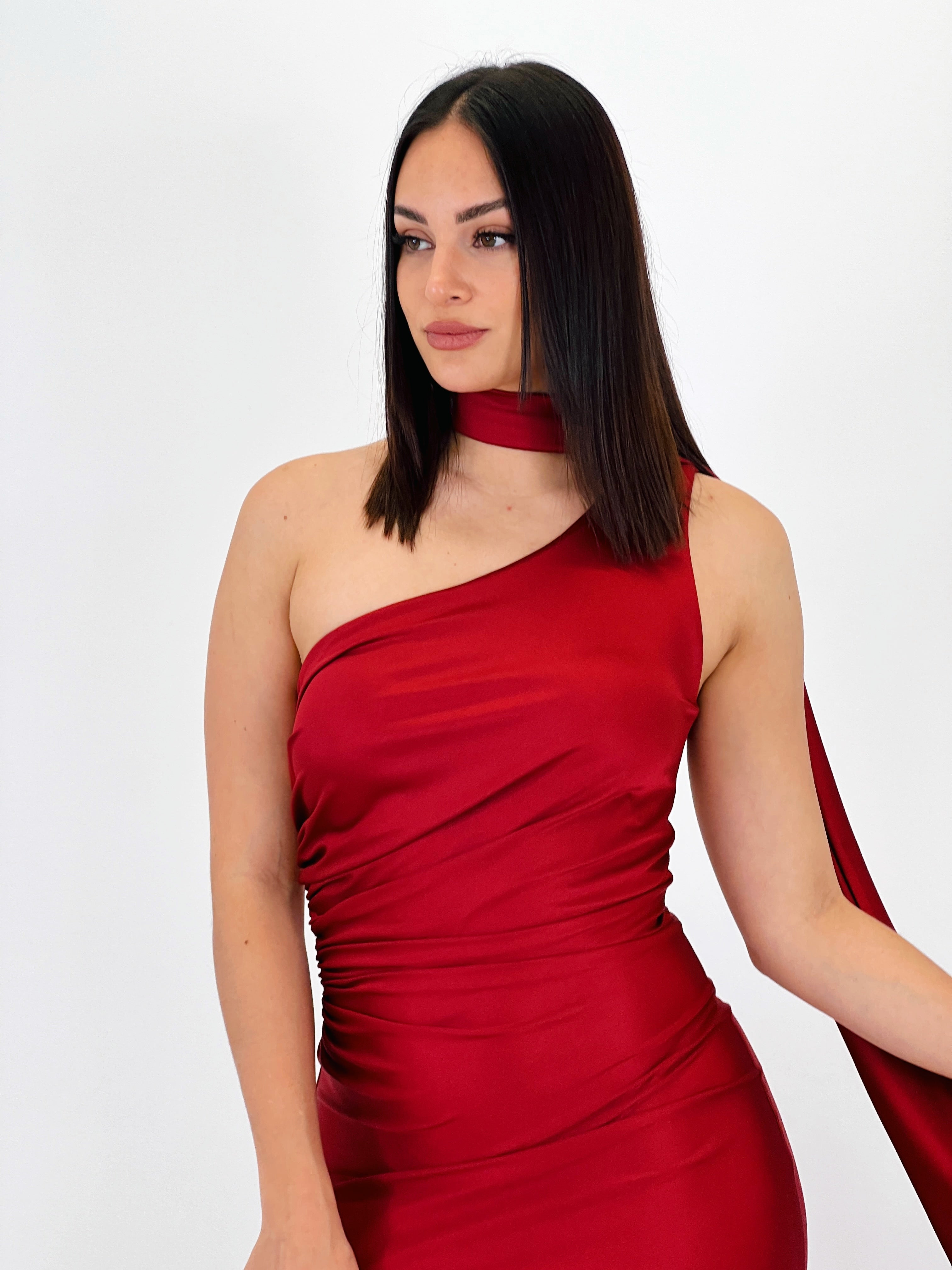 Vestido assimétrico satinado Sidney