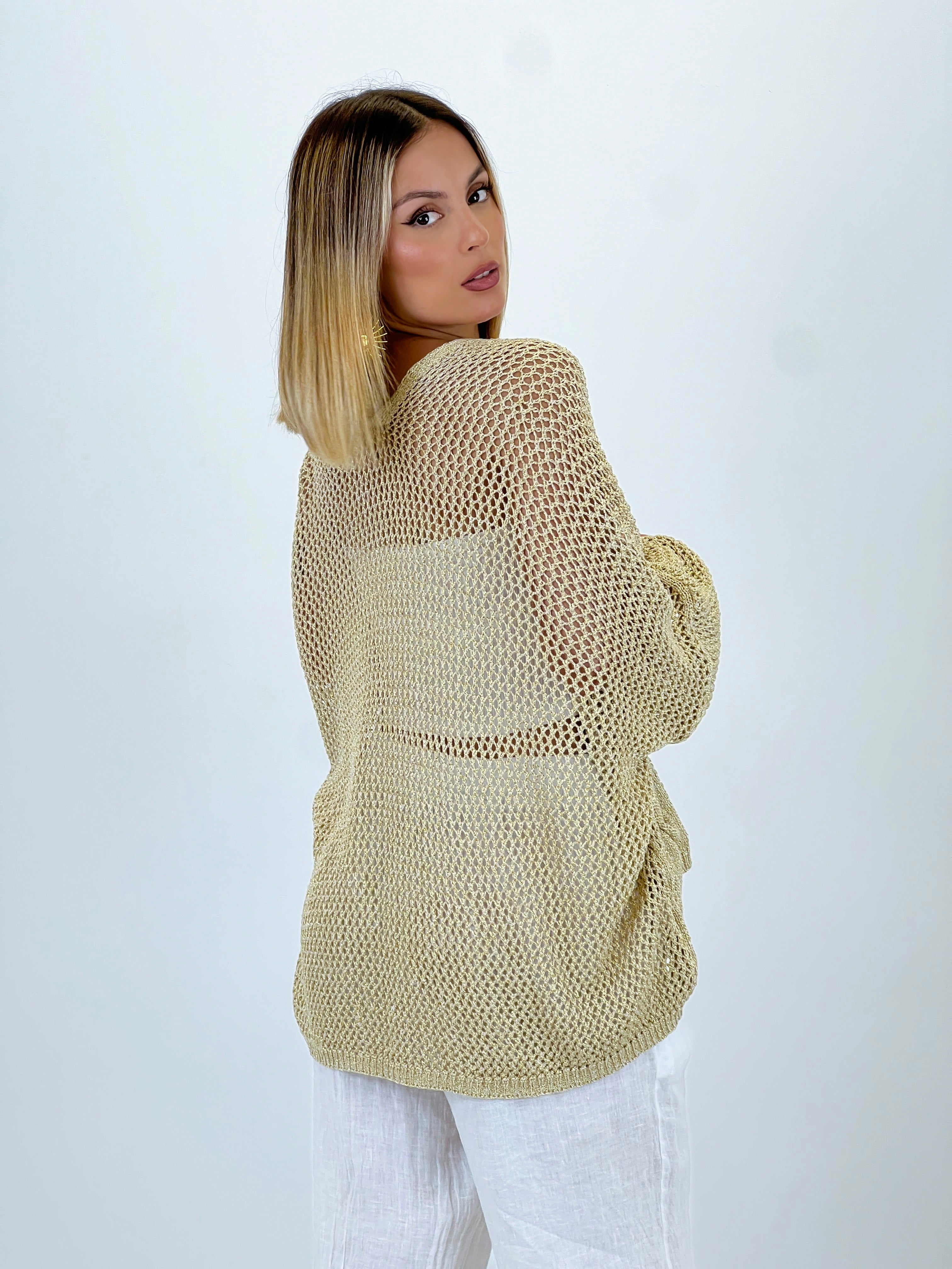 Giacca traforata metallizzata