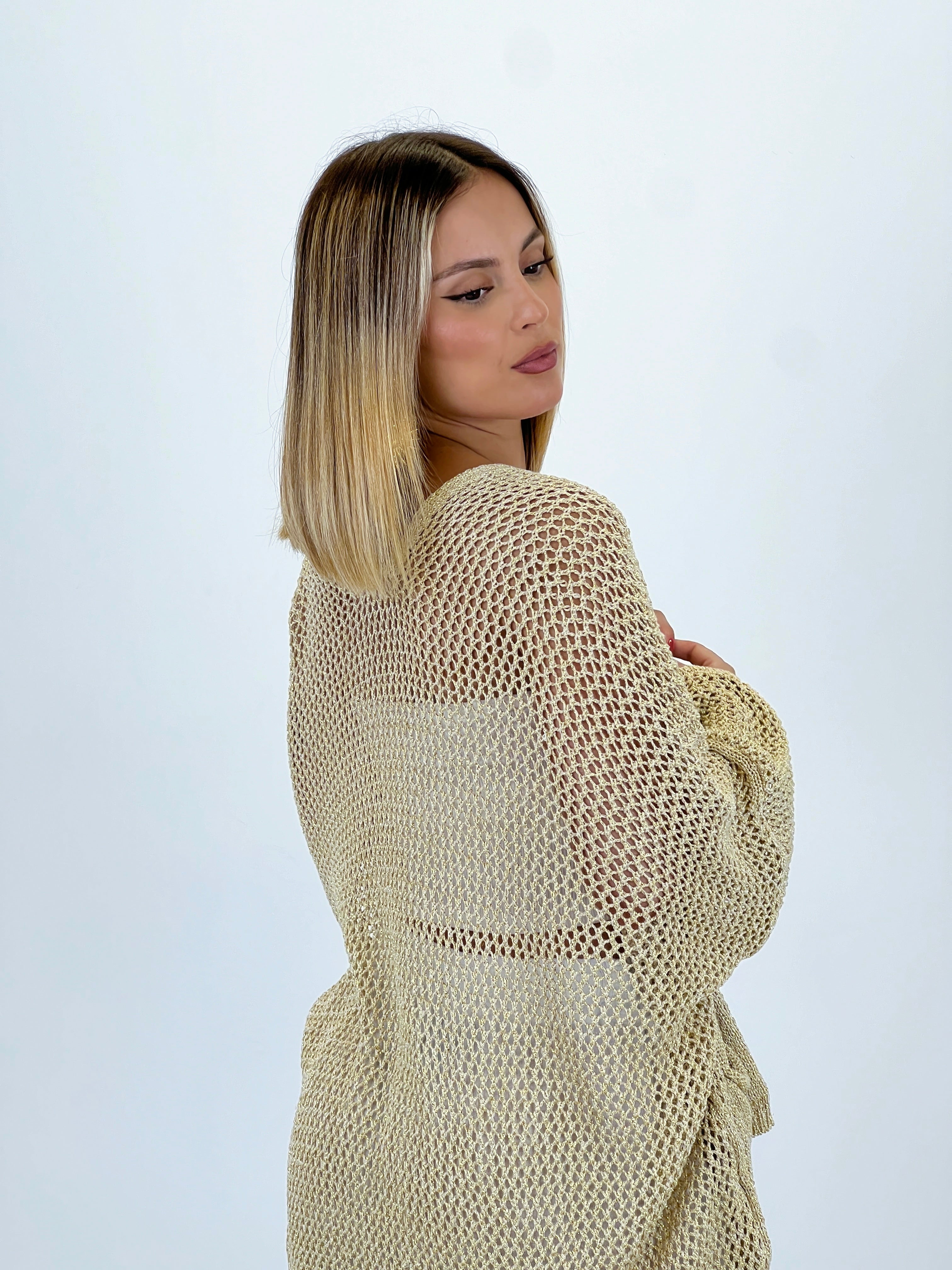 Giacca traforata metallizzata