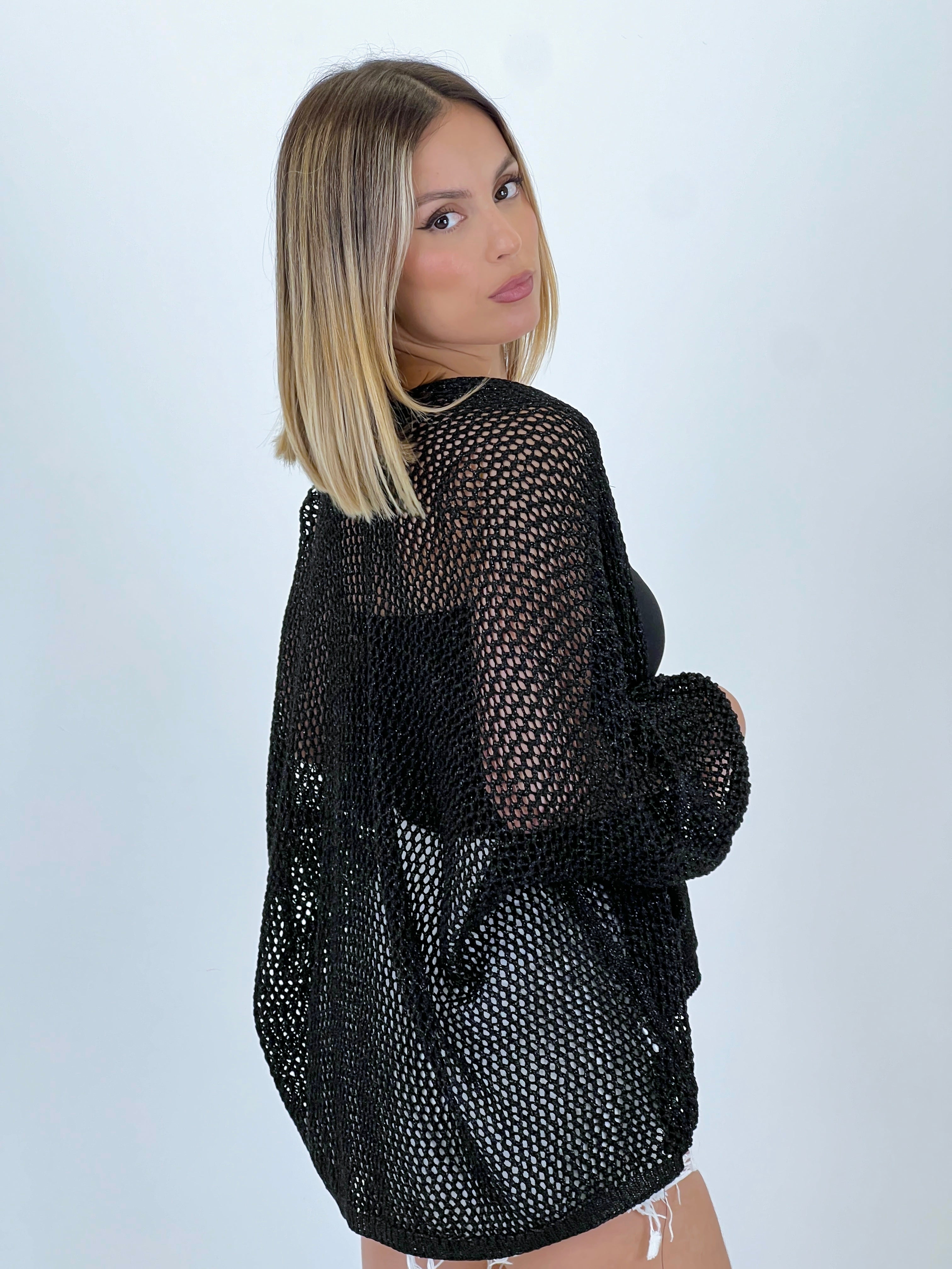 Giacca traforata metallizzata