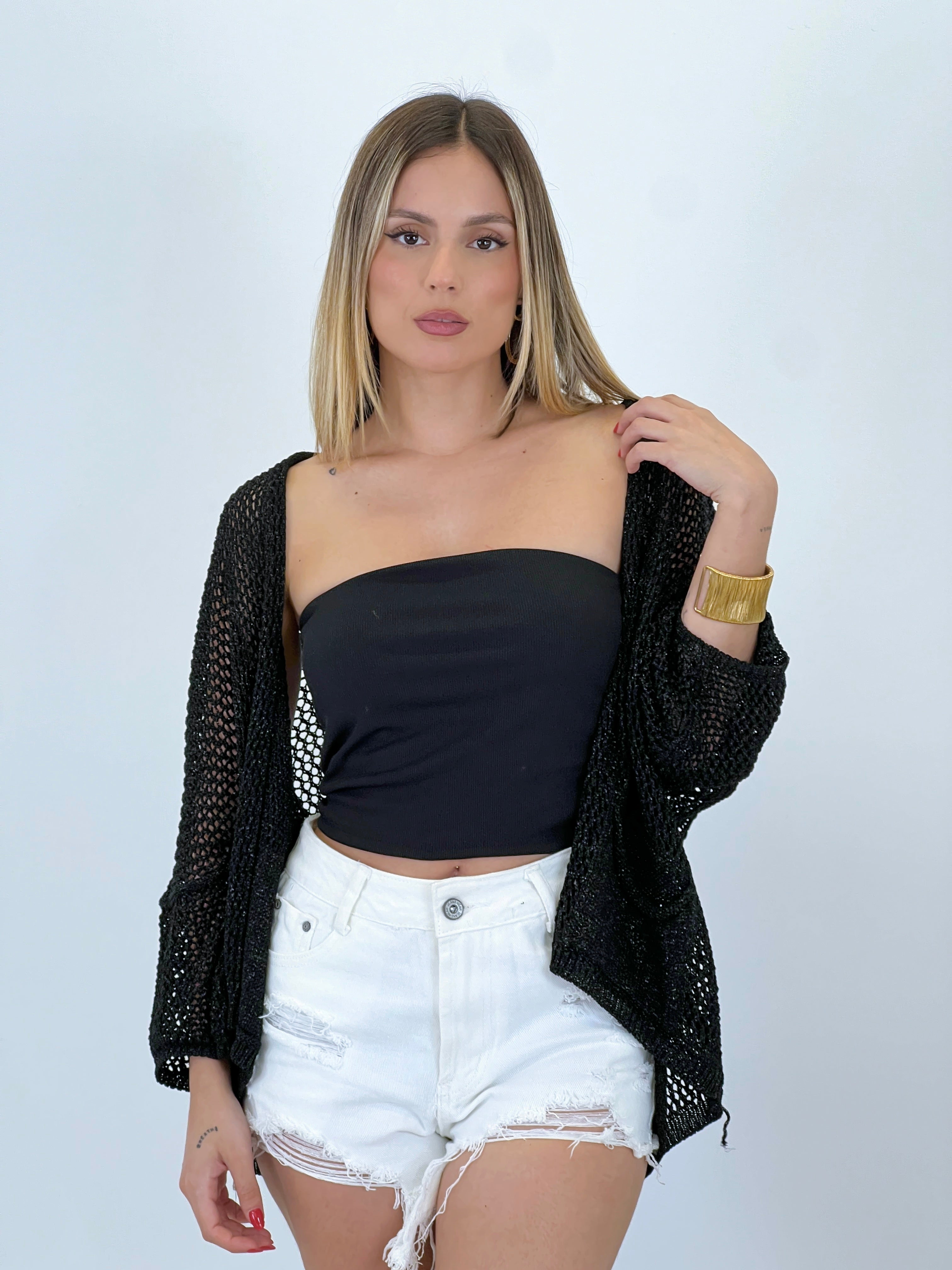 Giacca traforata metallizzata