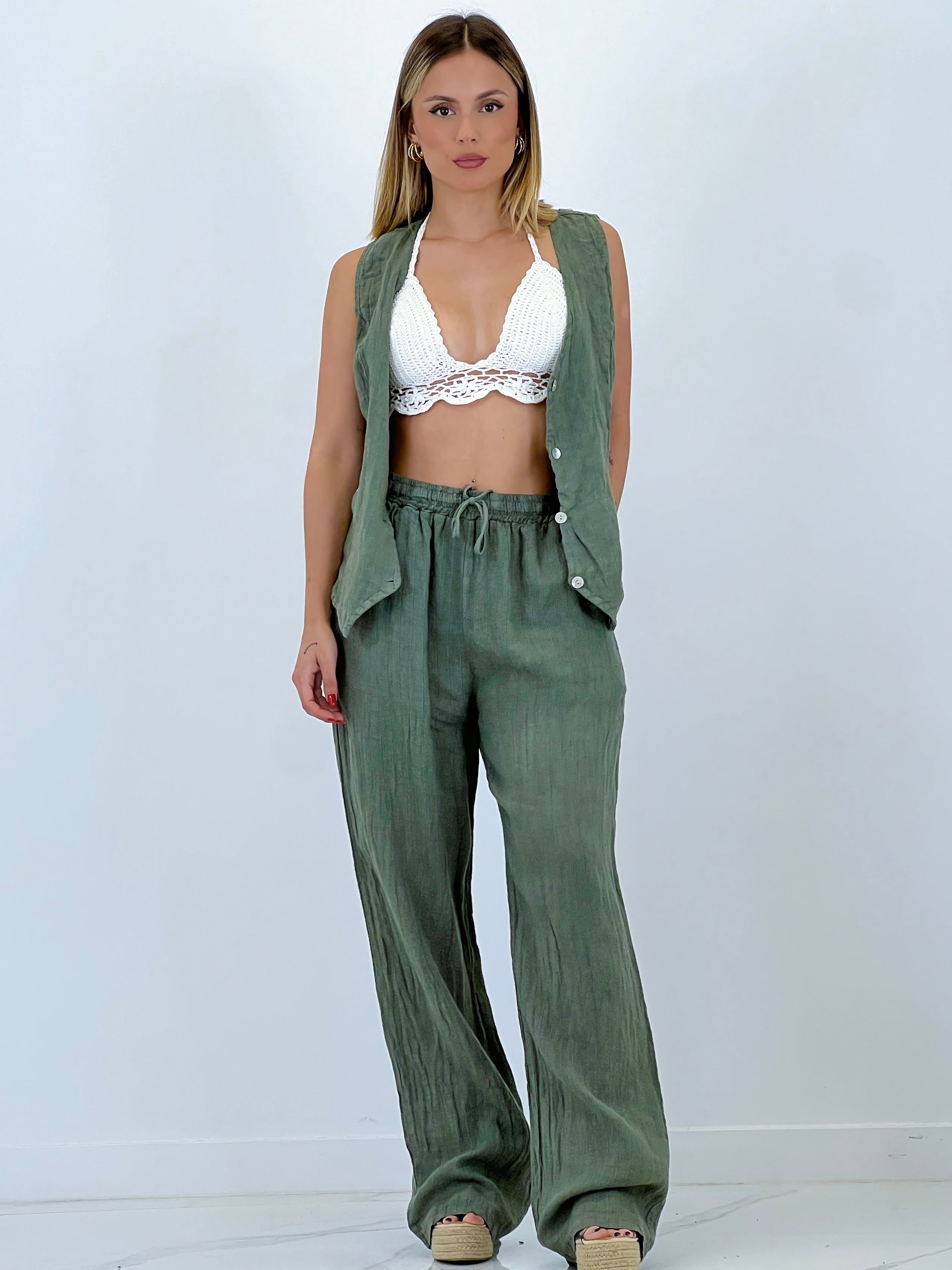 Gilet in lino a righe