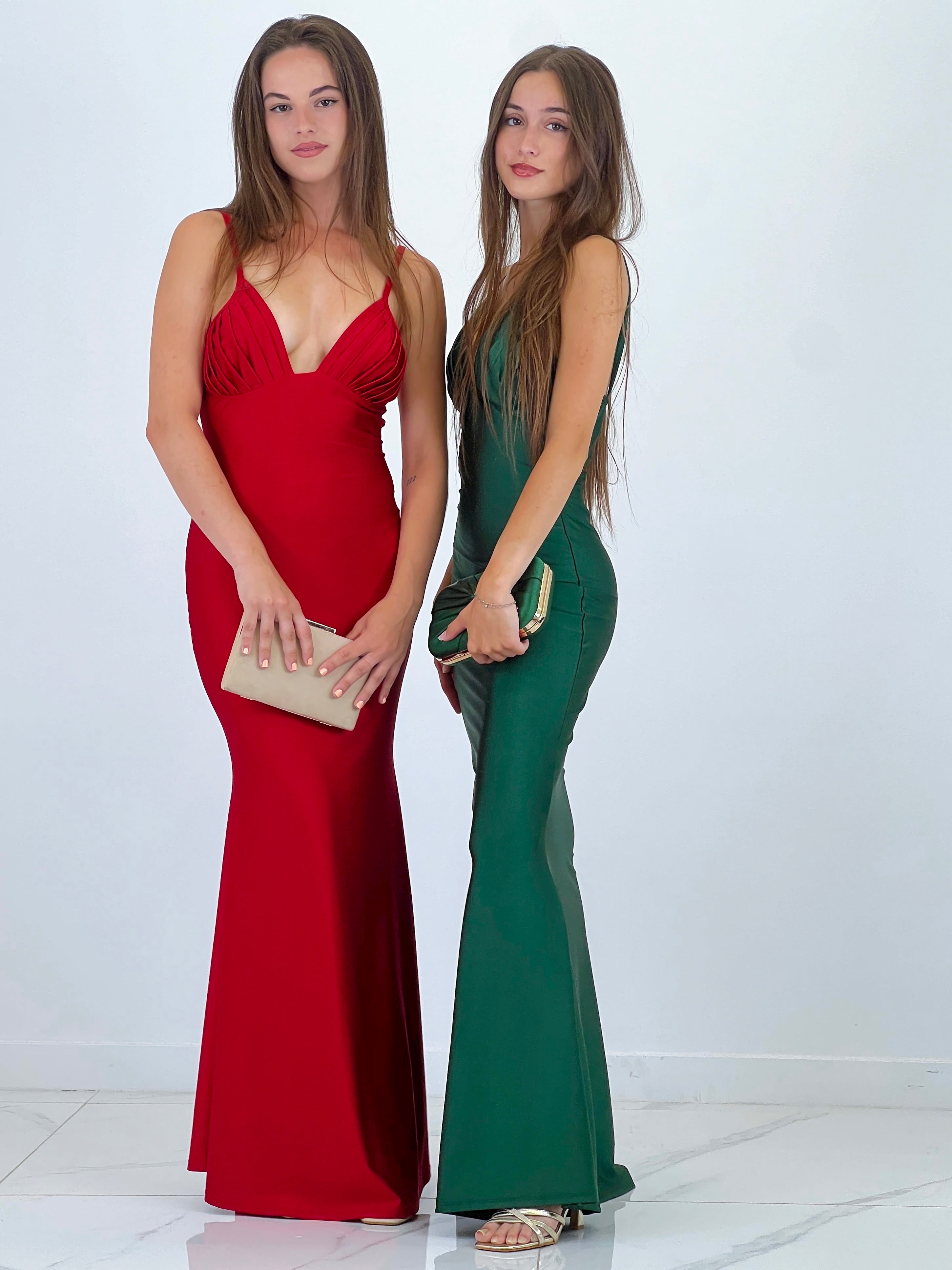 Mirela gathered neckline dress