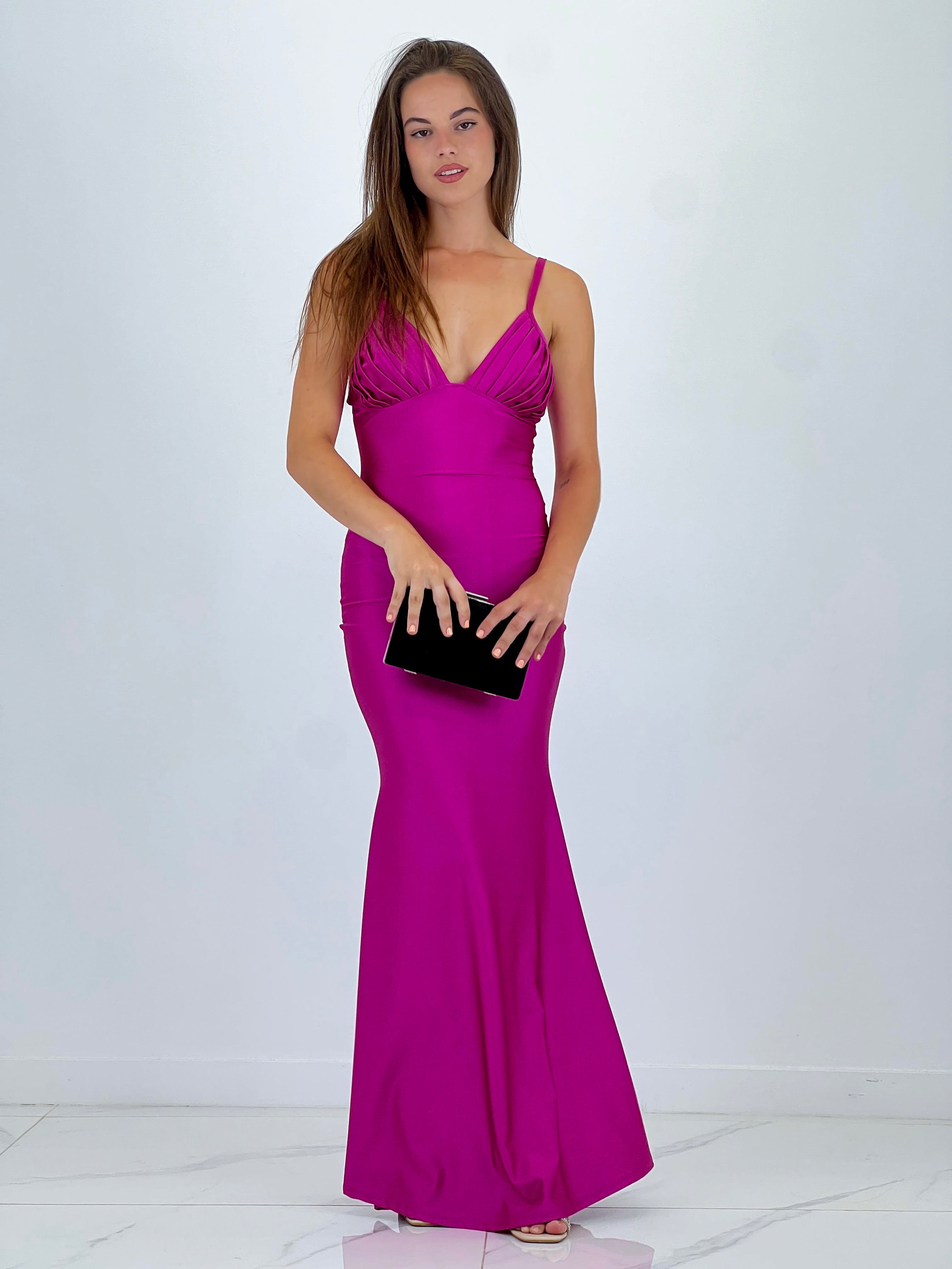 Mirela gathered neckline dress