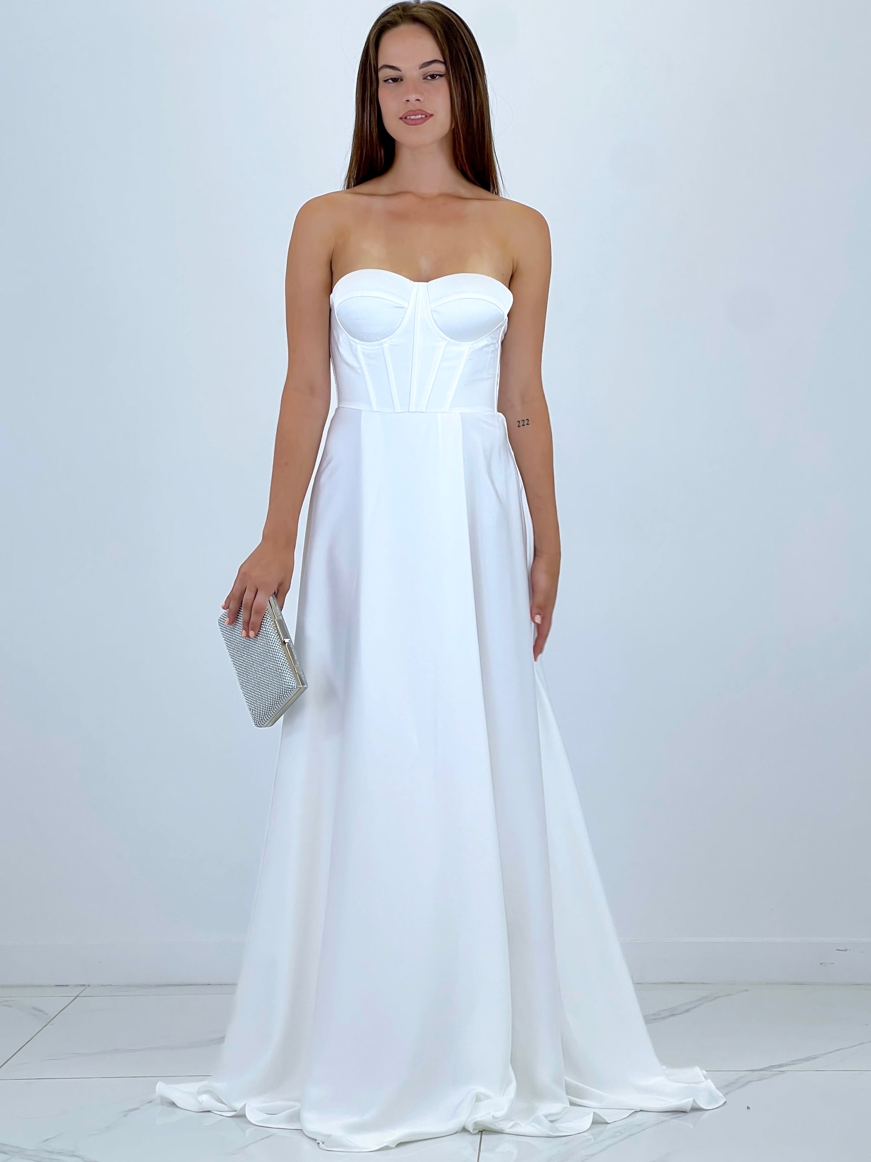 Vestido corsé raso Sarah blanco