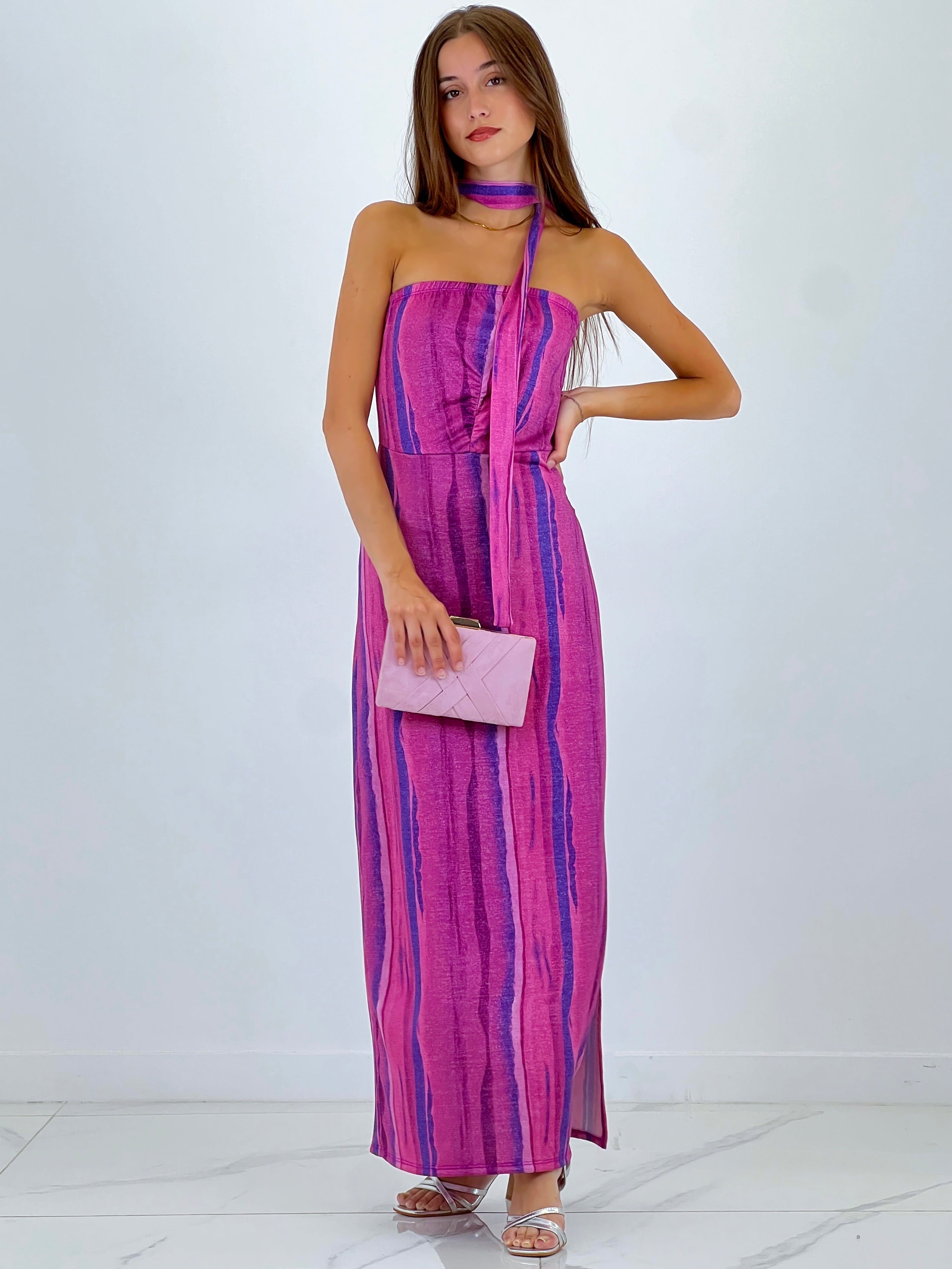 Vestido palabra de honor aguas