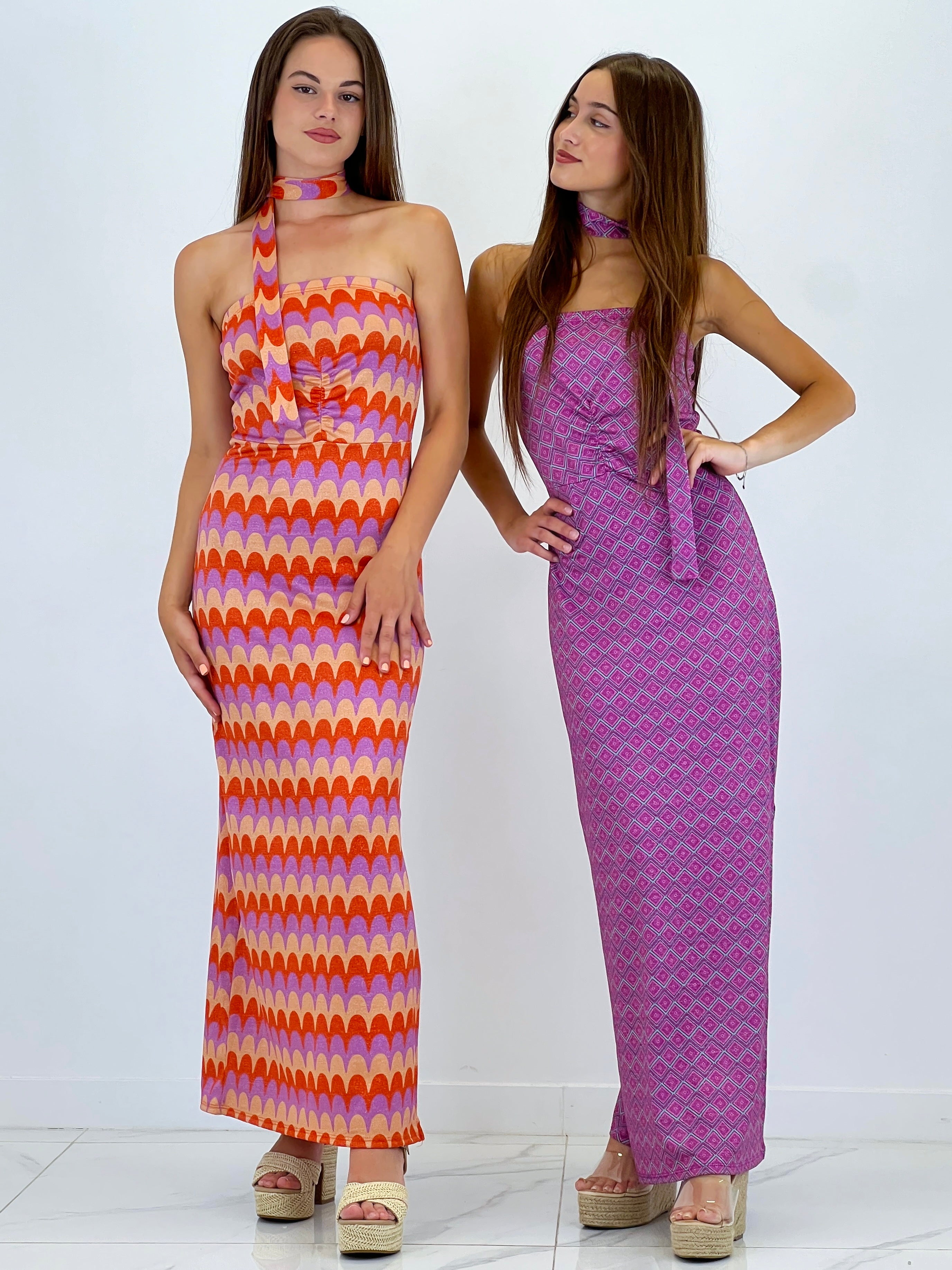 Vestido palabra de honor ondas