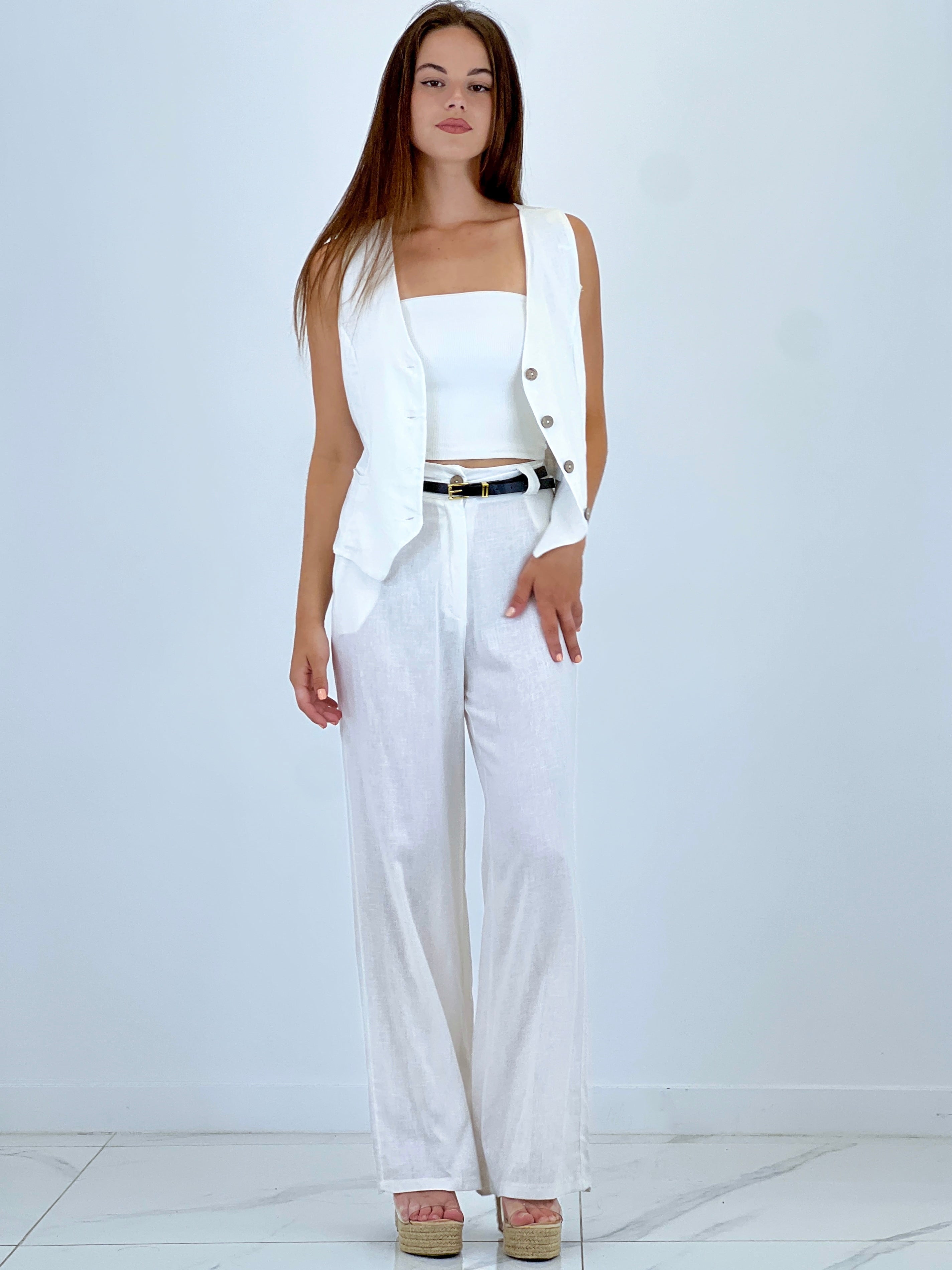 Set gilet pantaloni lino