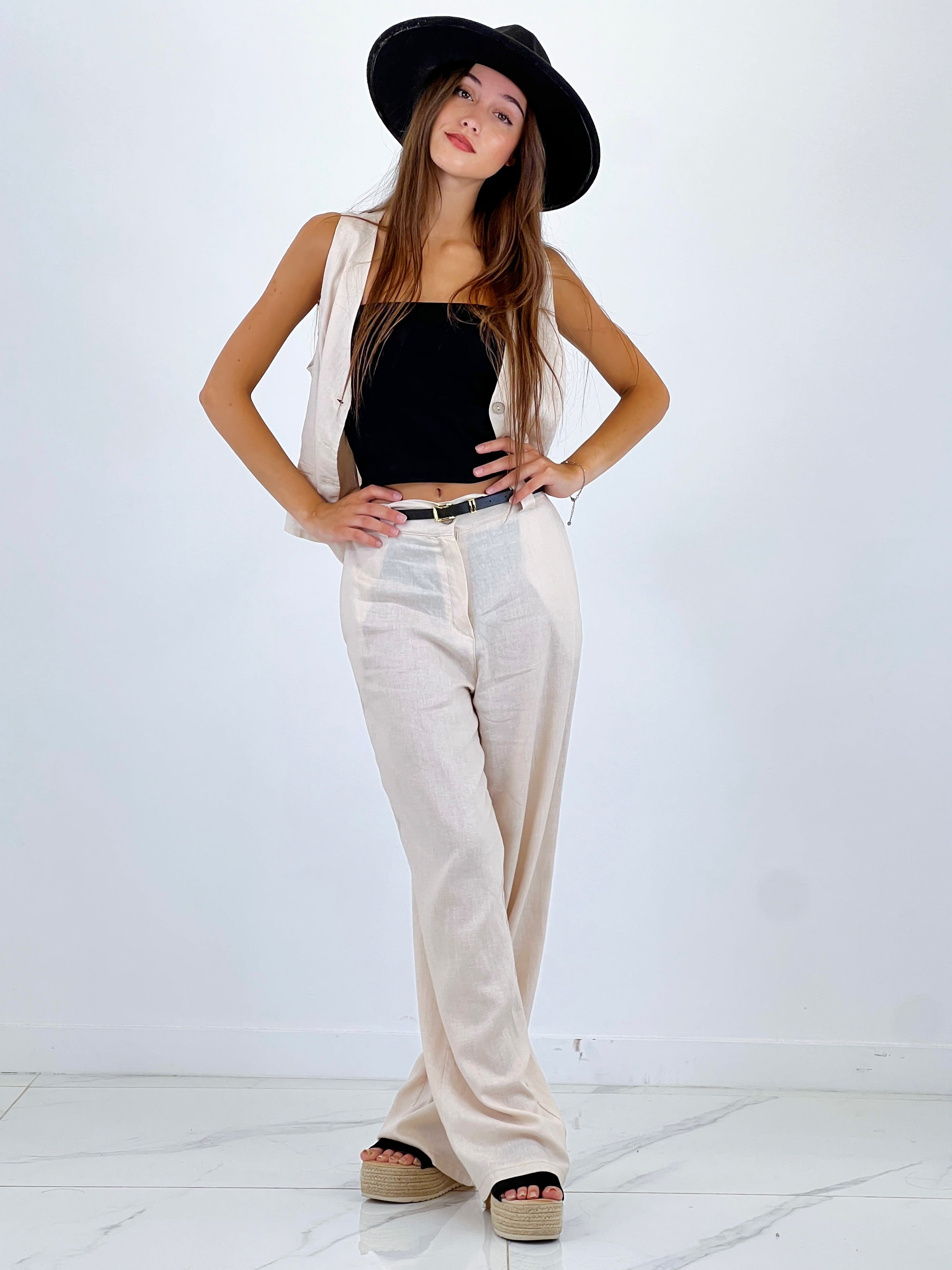 Set gilet pantaloni lino