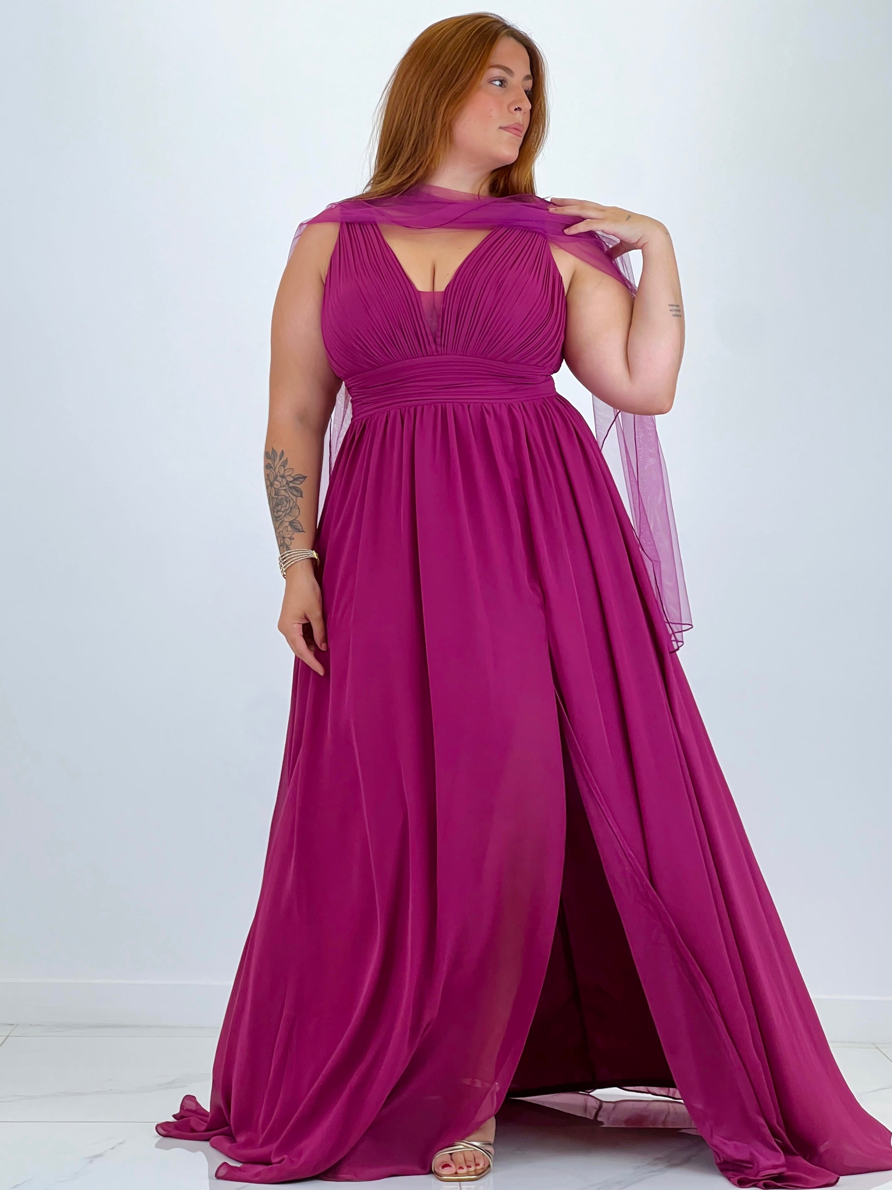 Vestido plumas manga Vega