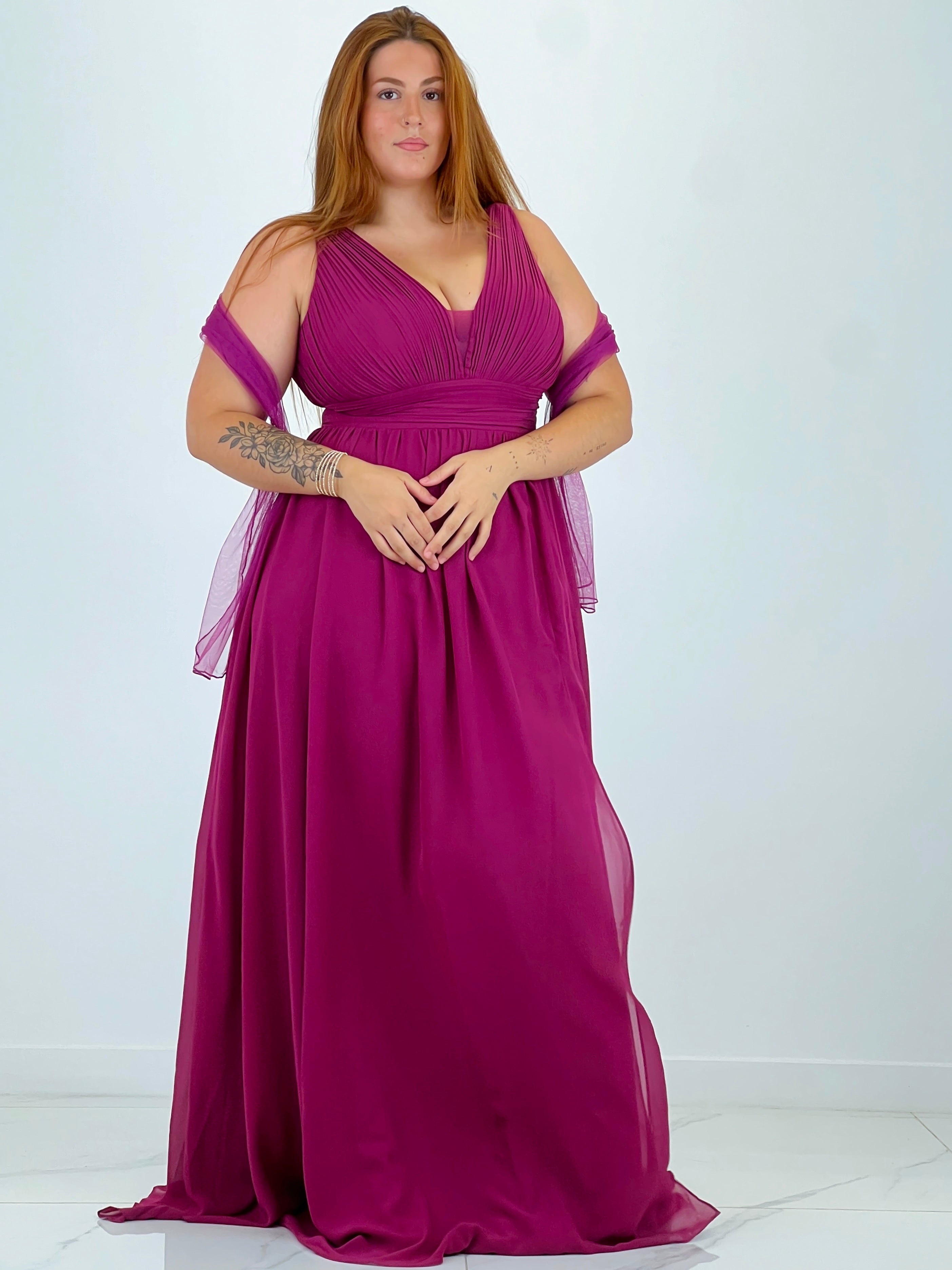 Vestido plumas manga Vega