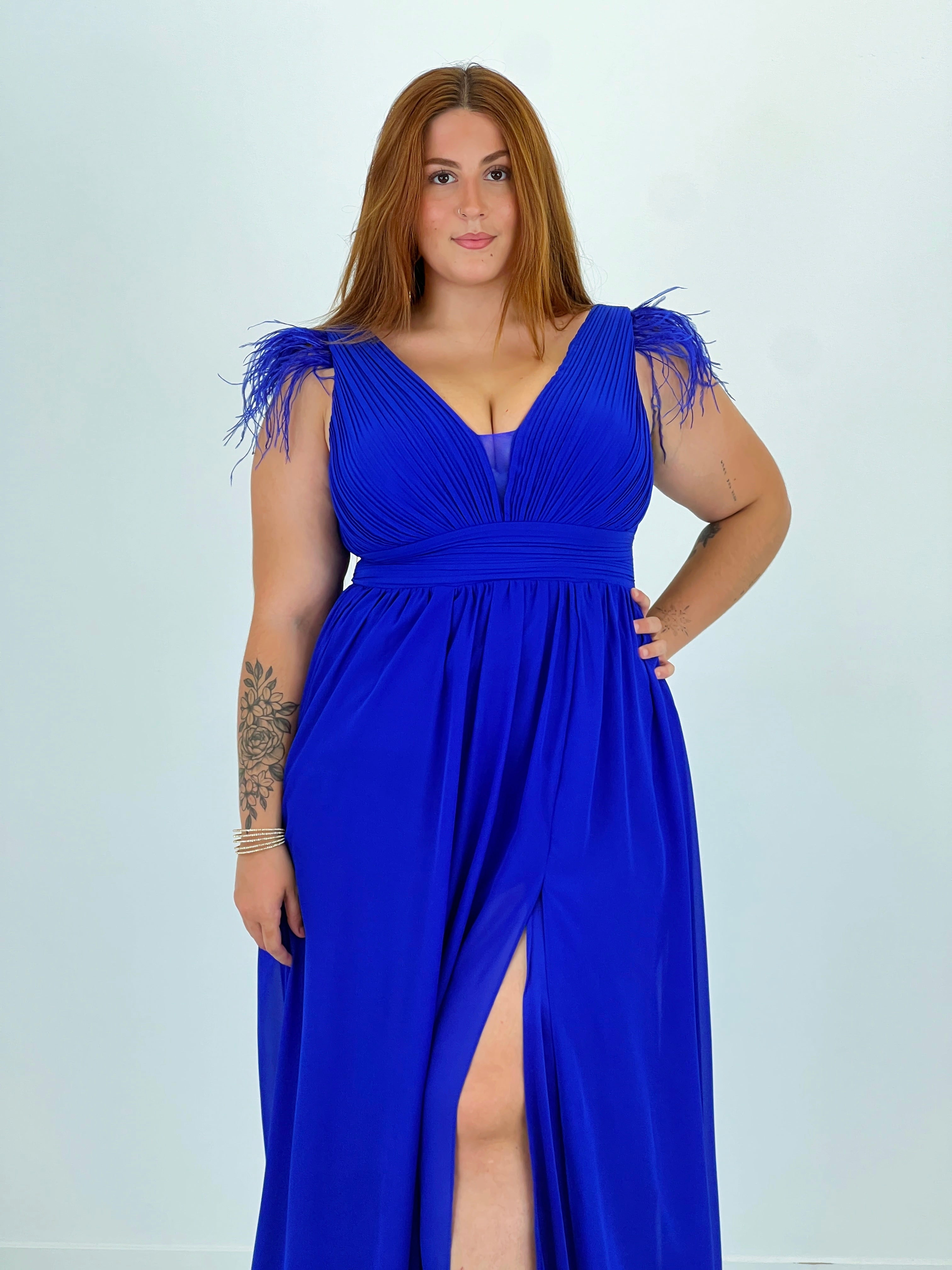 Vestido plumas manga Vega