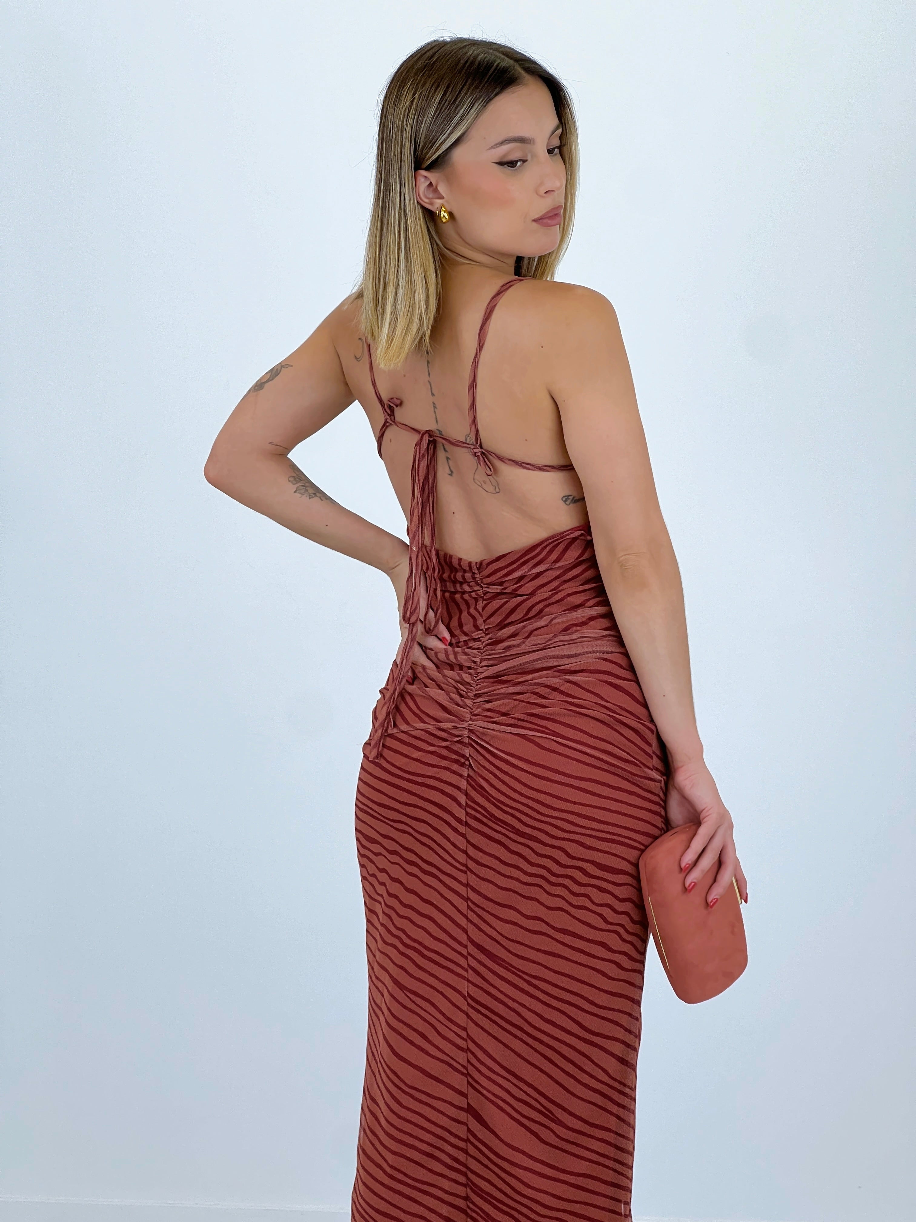 Vestido midi estampado tirante tul