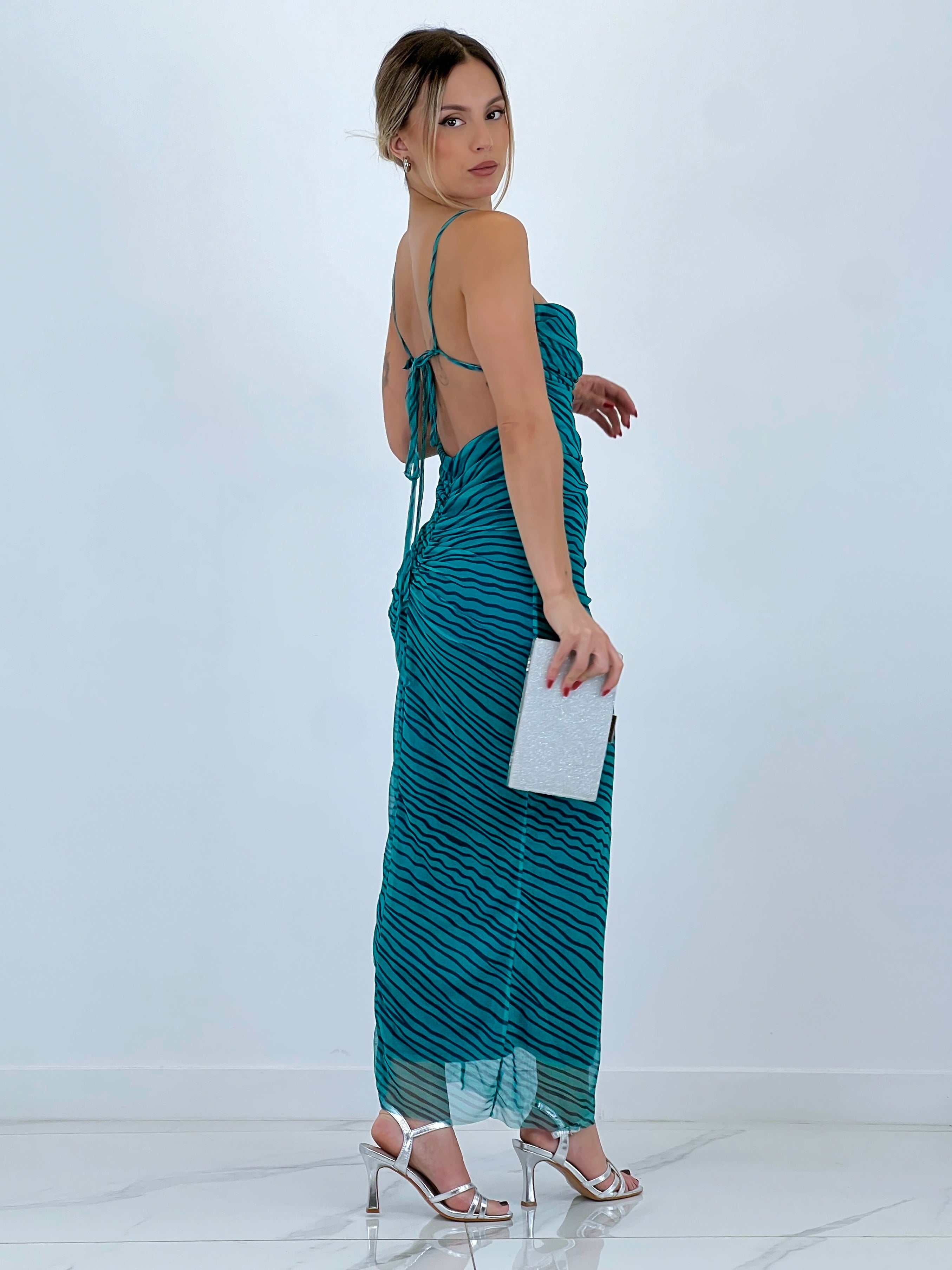 Vestido midi estampado tirante tul