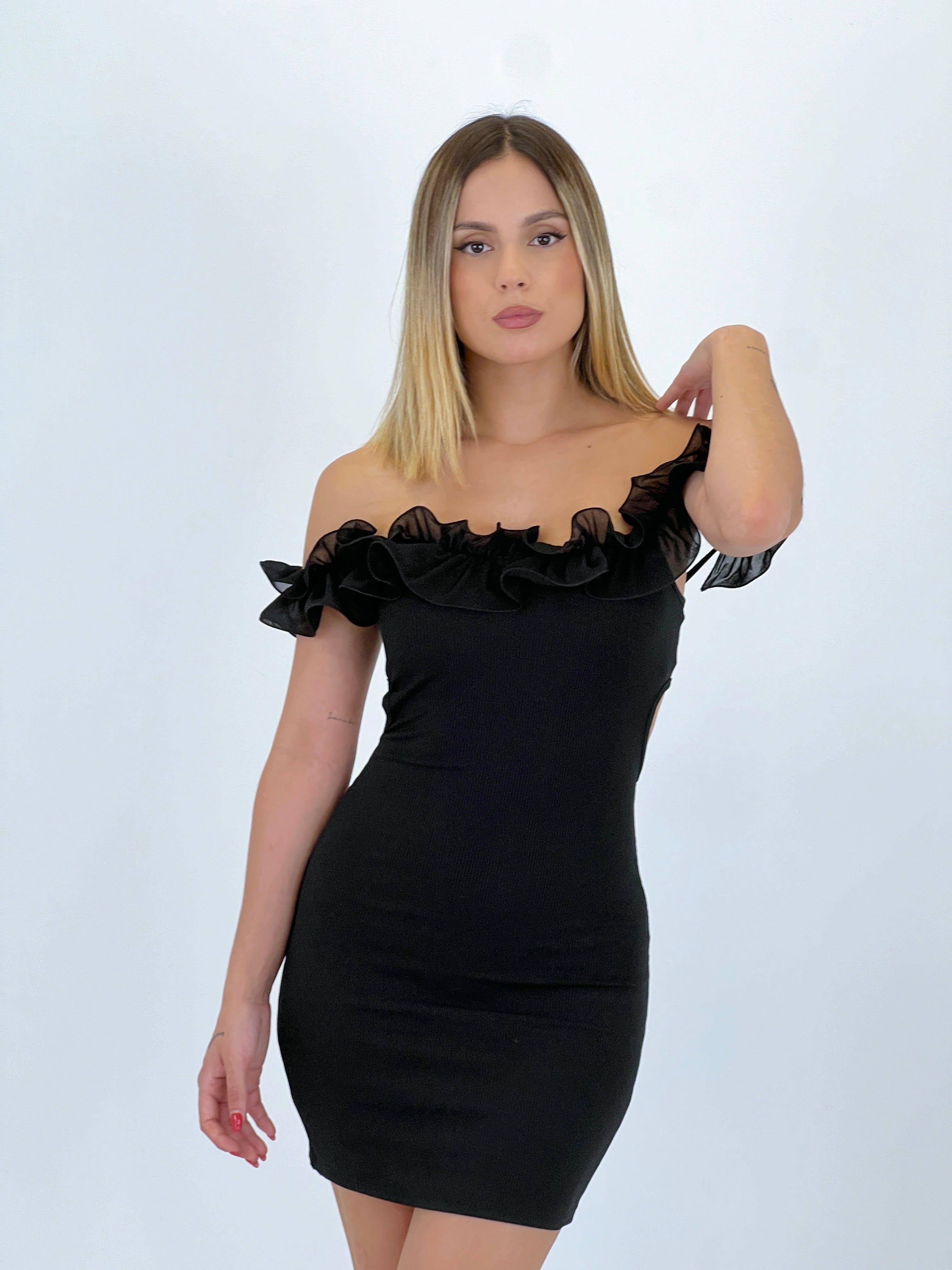 Vestido canalé volante manga