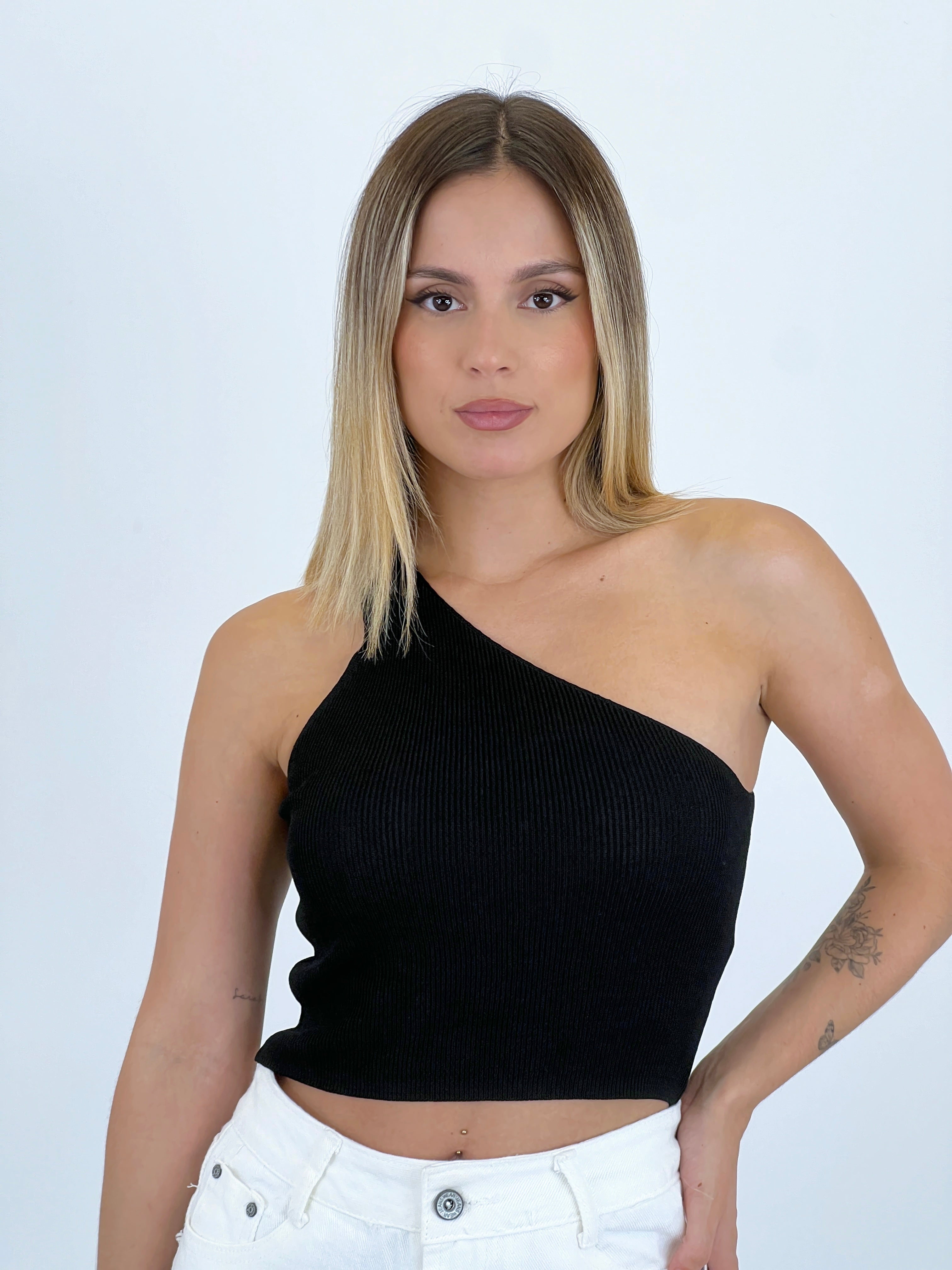 Astrid asymmetric knit top