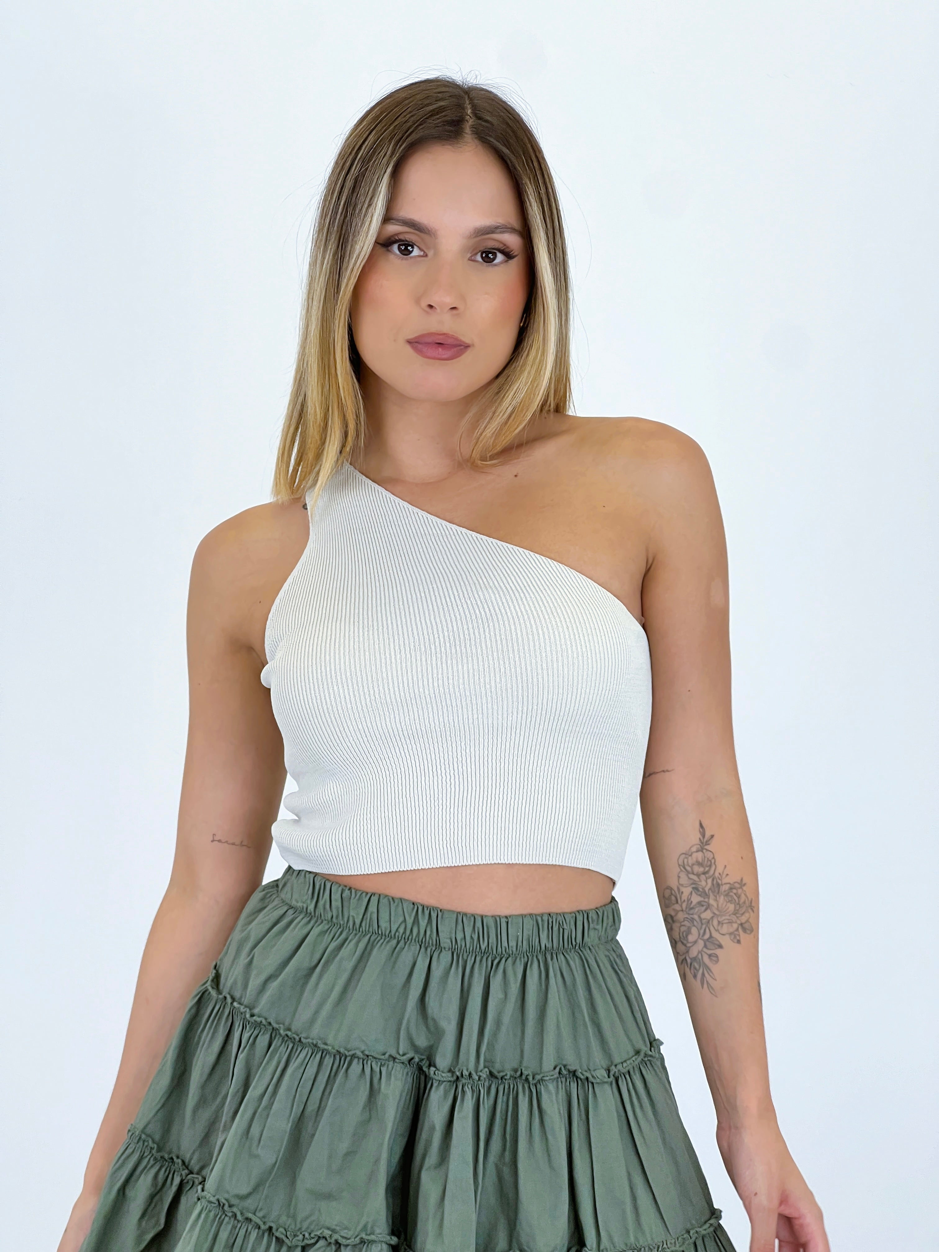 Astrid asymmetric knit top