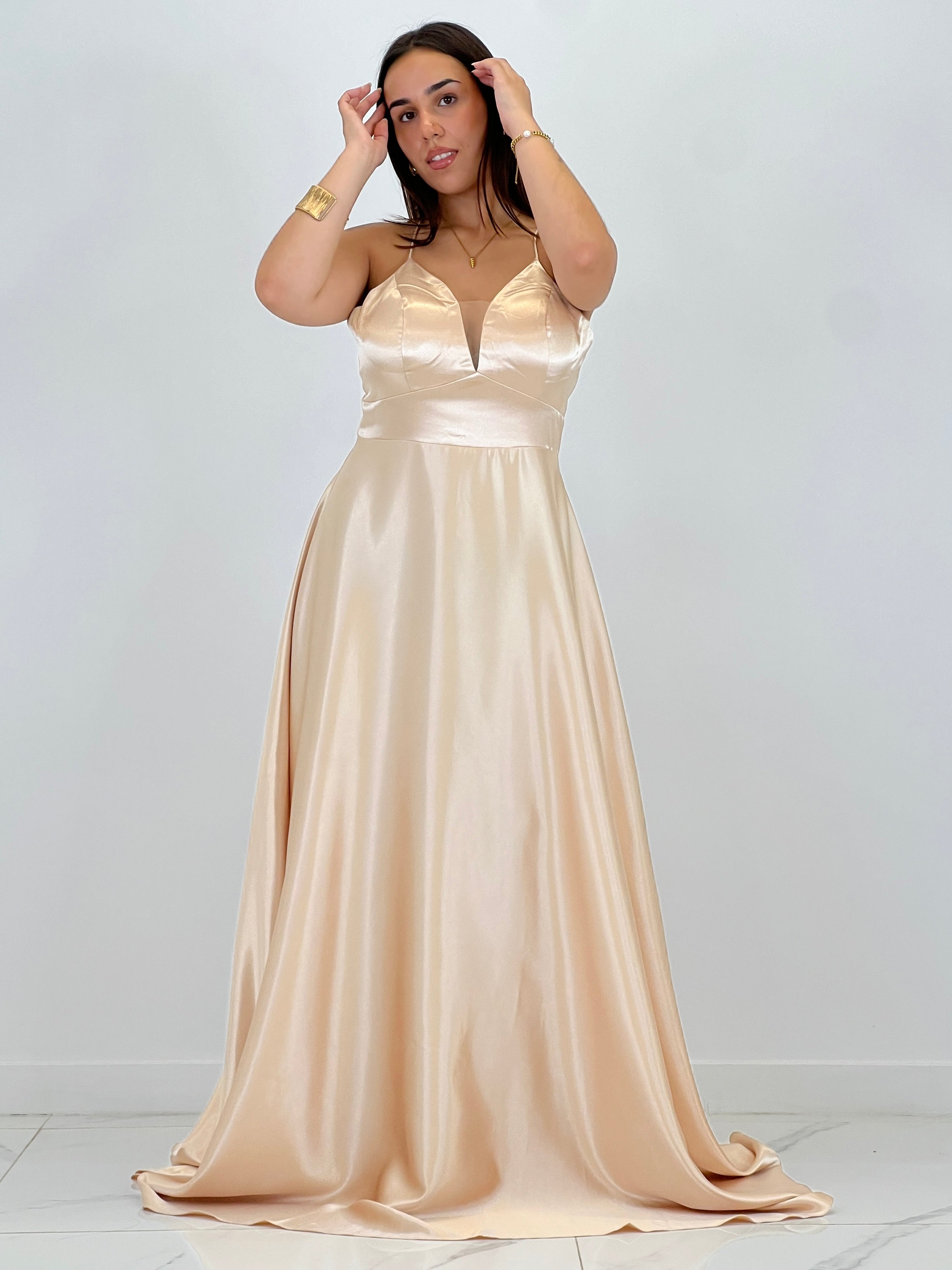 Vestido raso ceremonia Emma