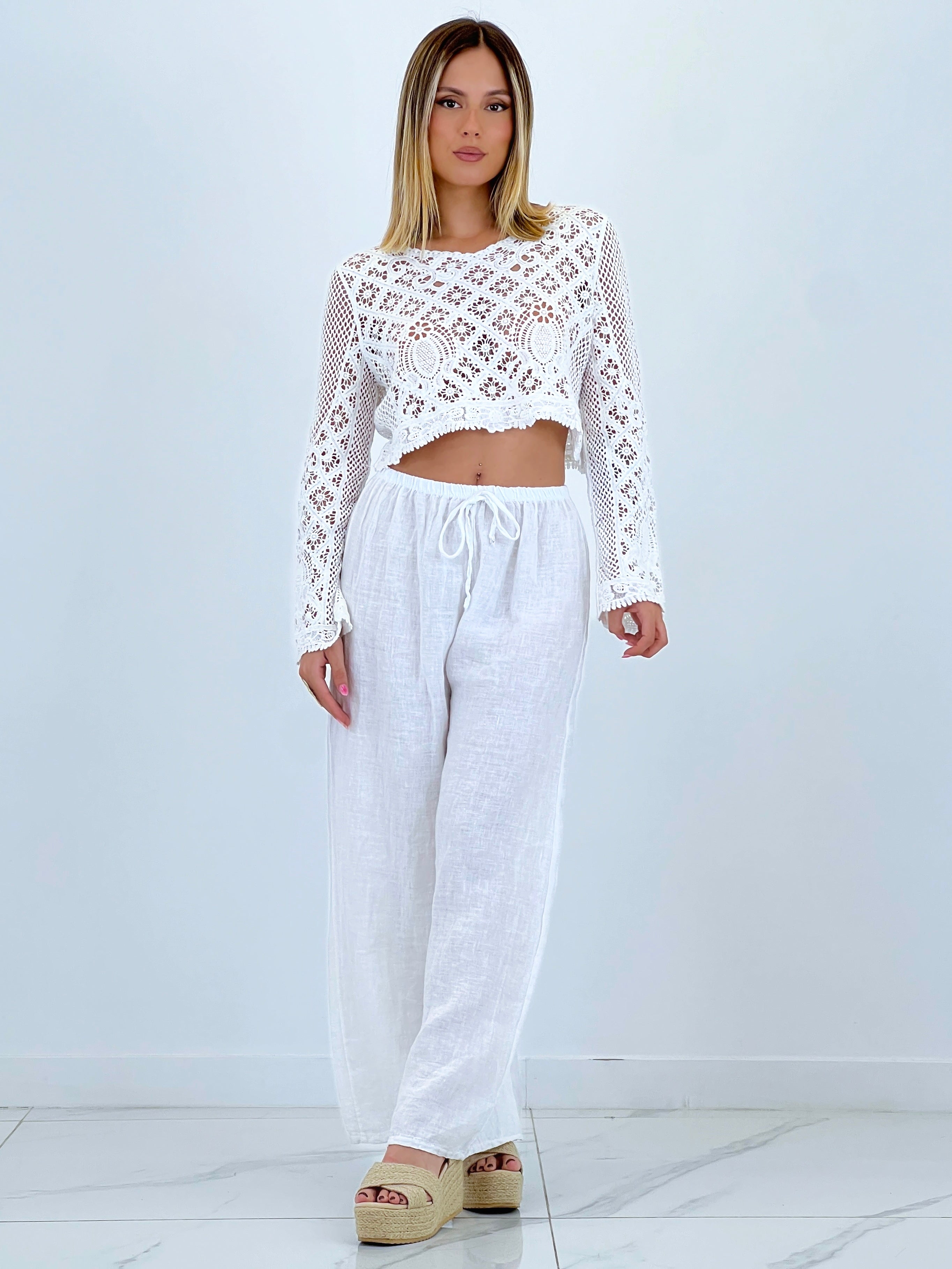 Jersey manga acampanada croché