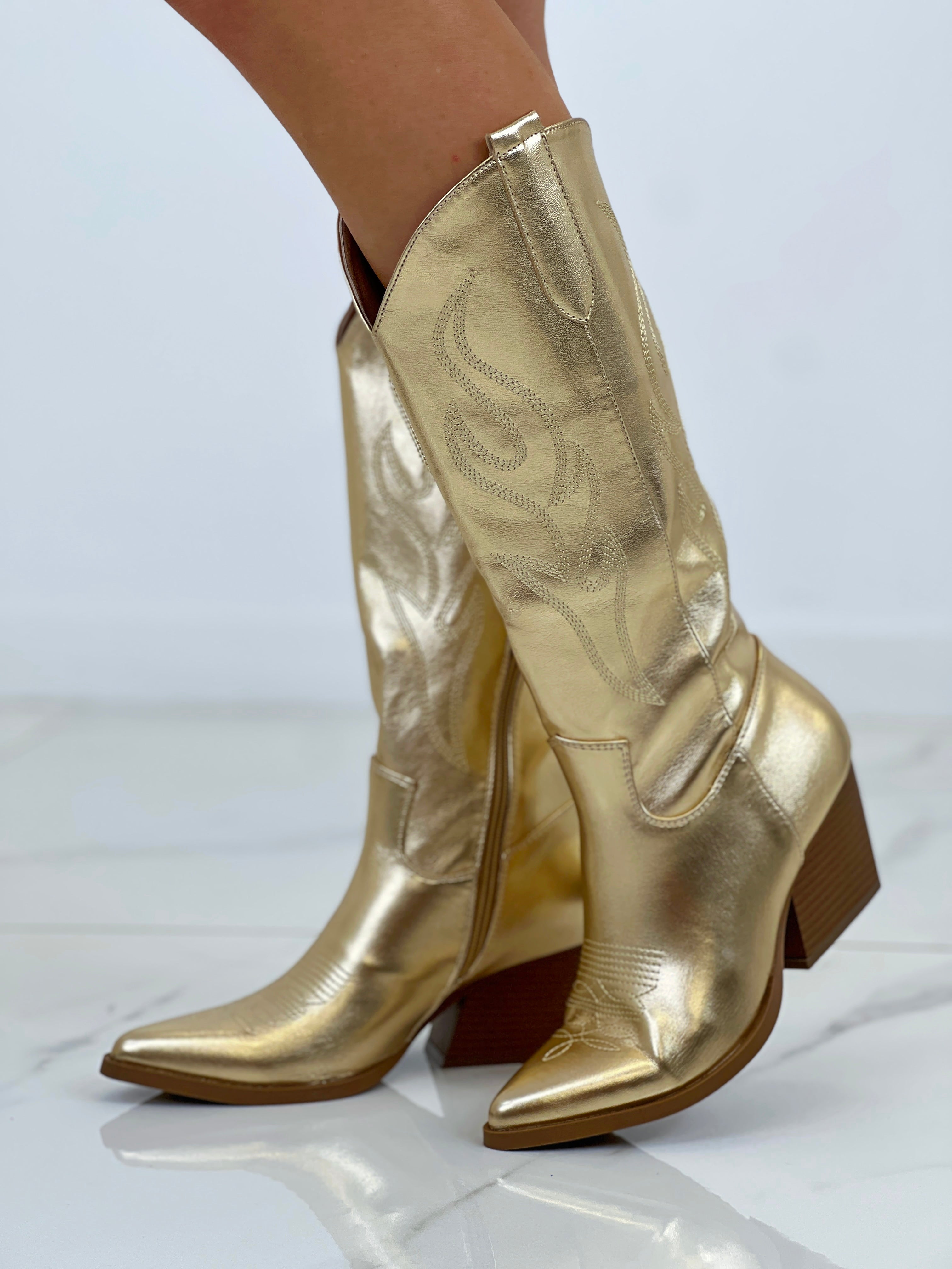Bota cowboy metalizada