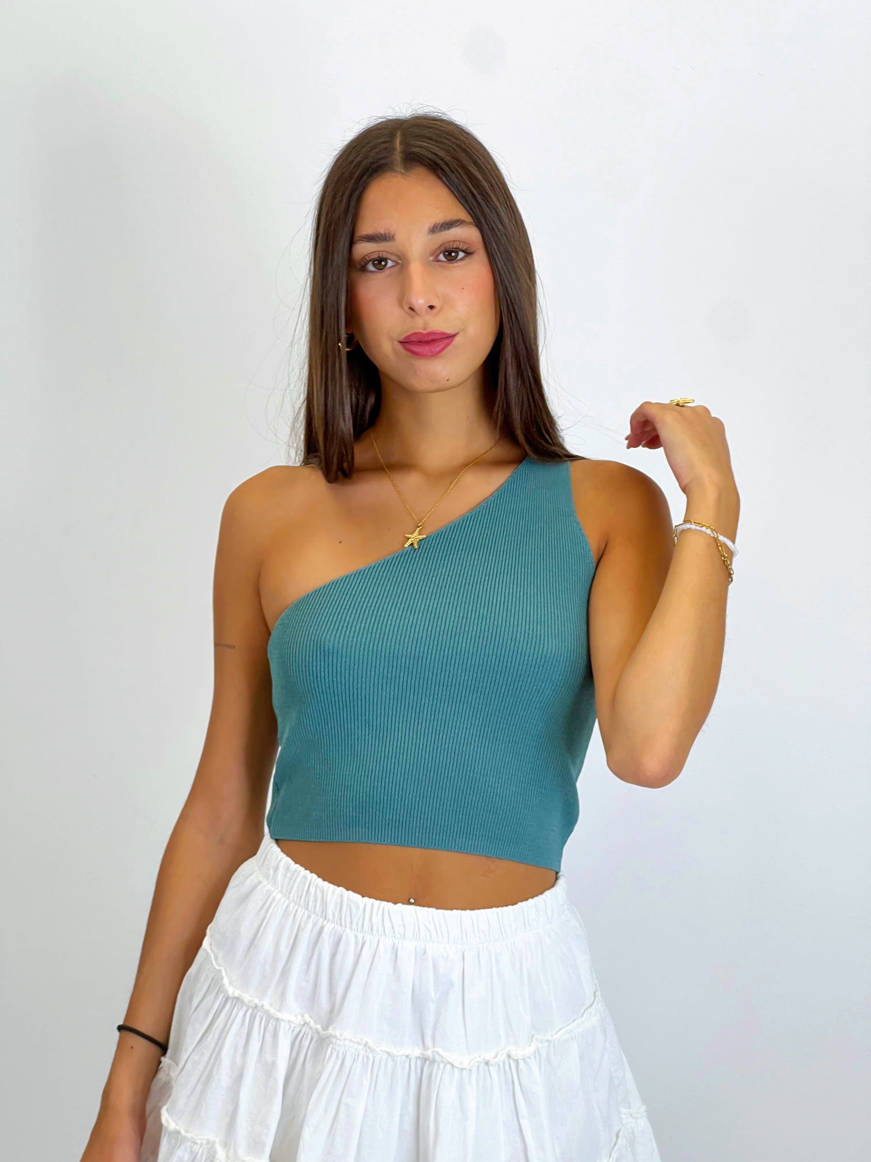 Astrid asymmetric knit top