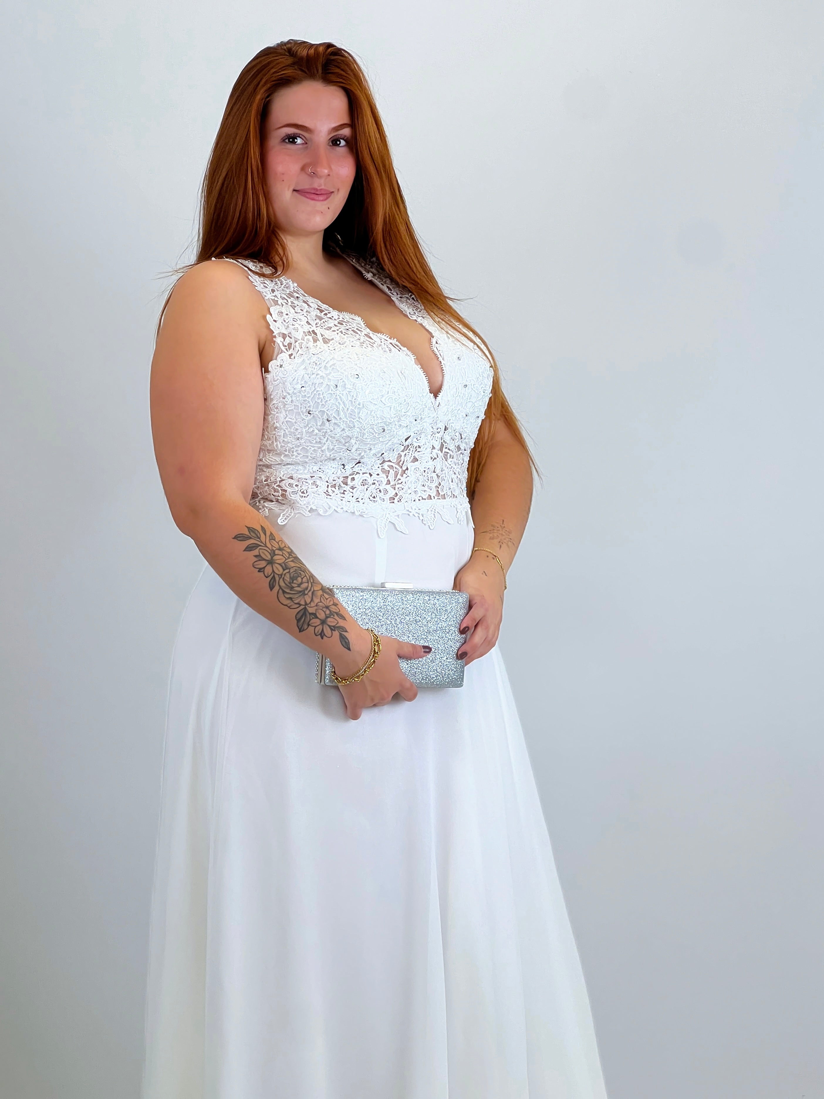 Vestido ceremonia Adara Pluse Size Blanco