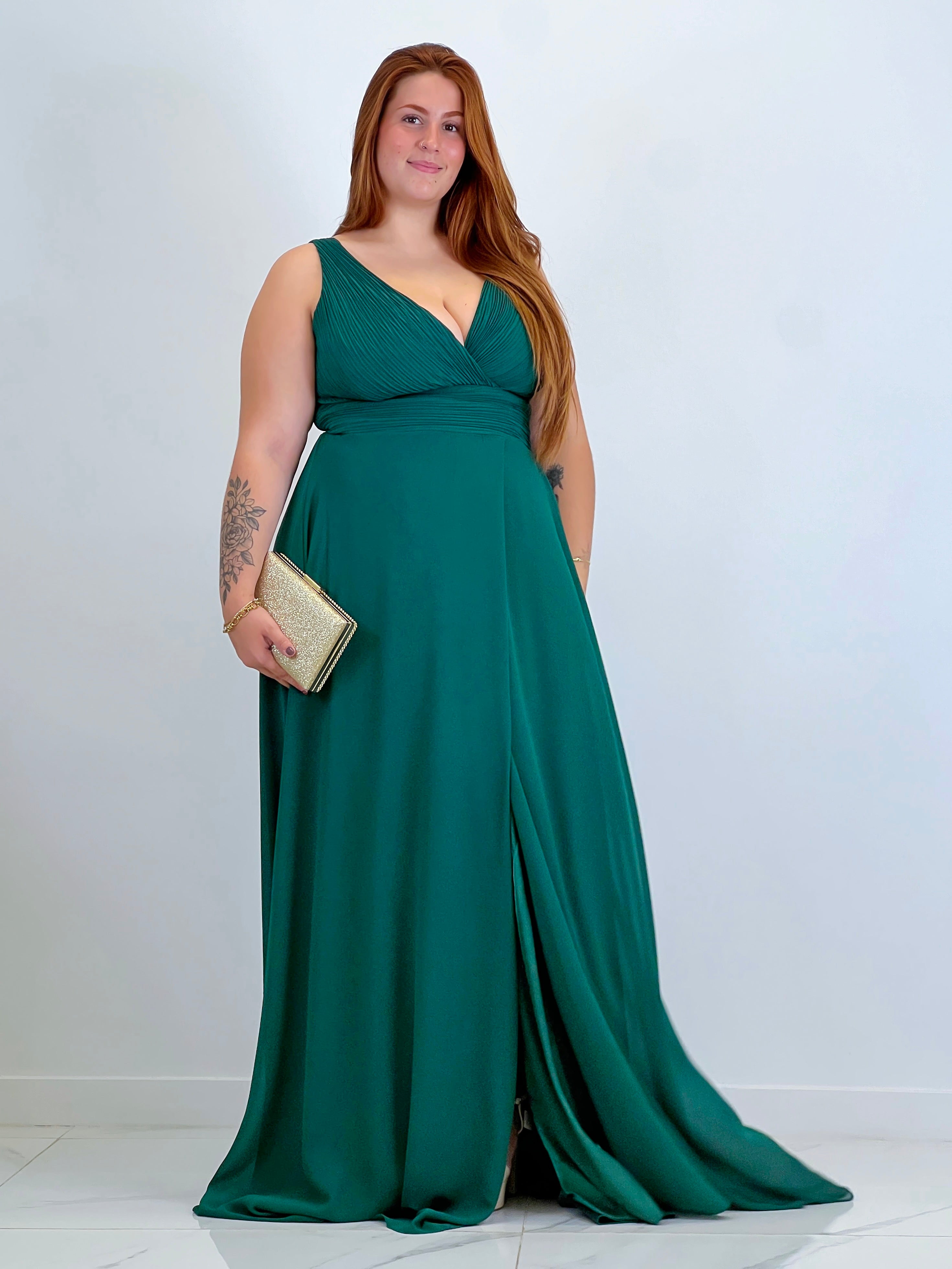 Vestido escote plisado Samantha