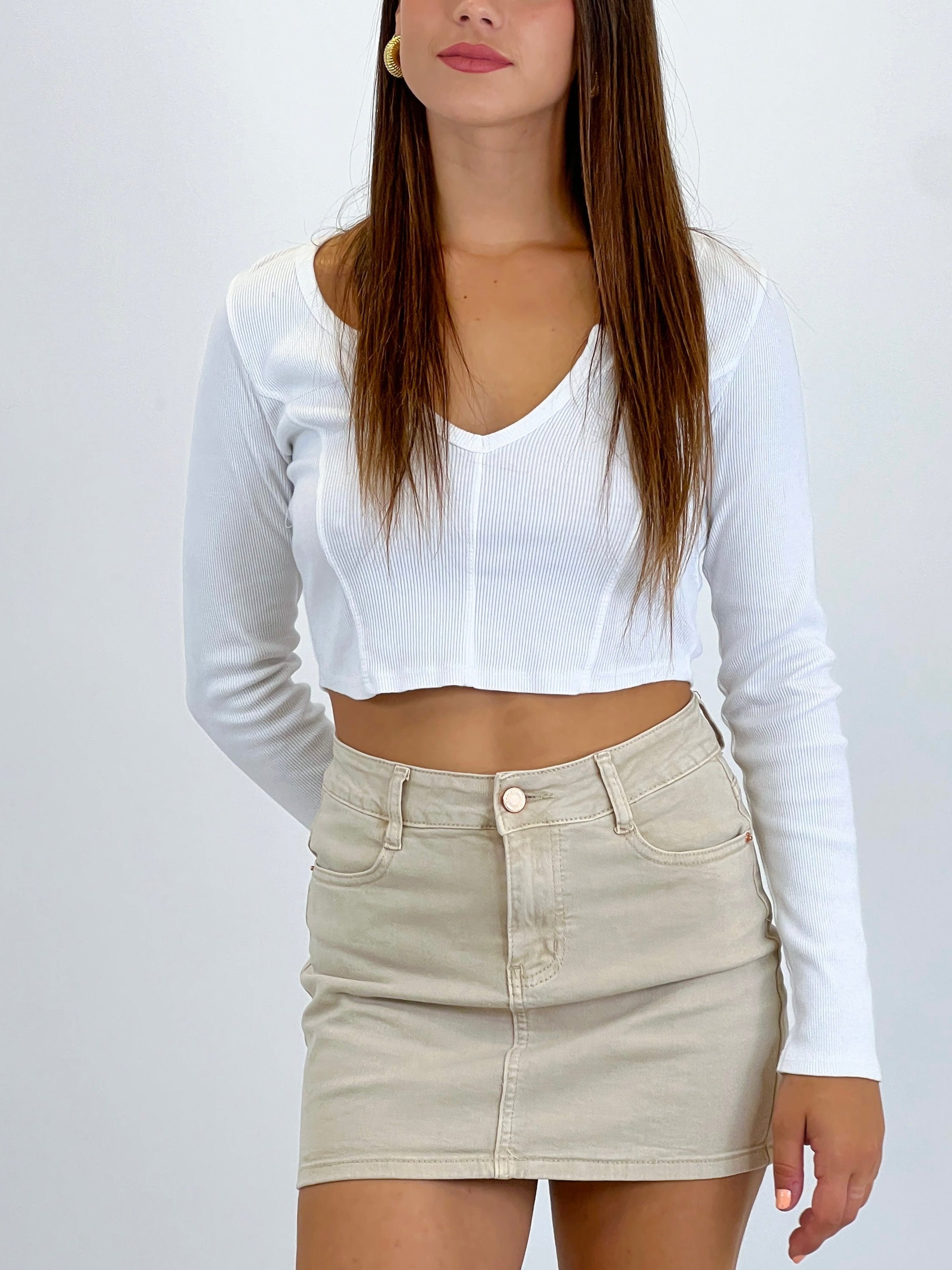 Falda denim mini color