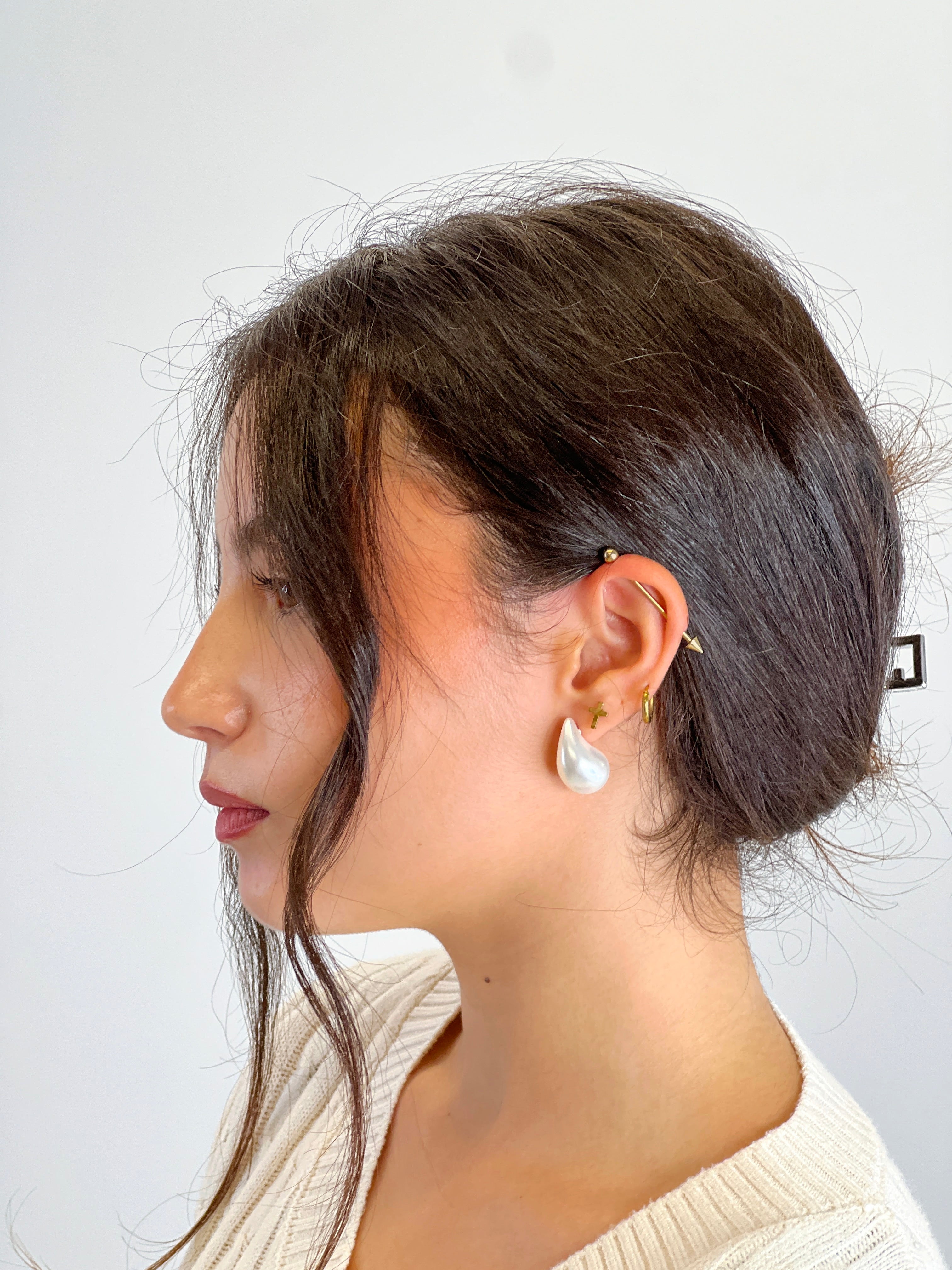 Pendientes gota blanca