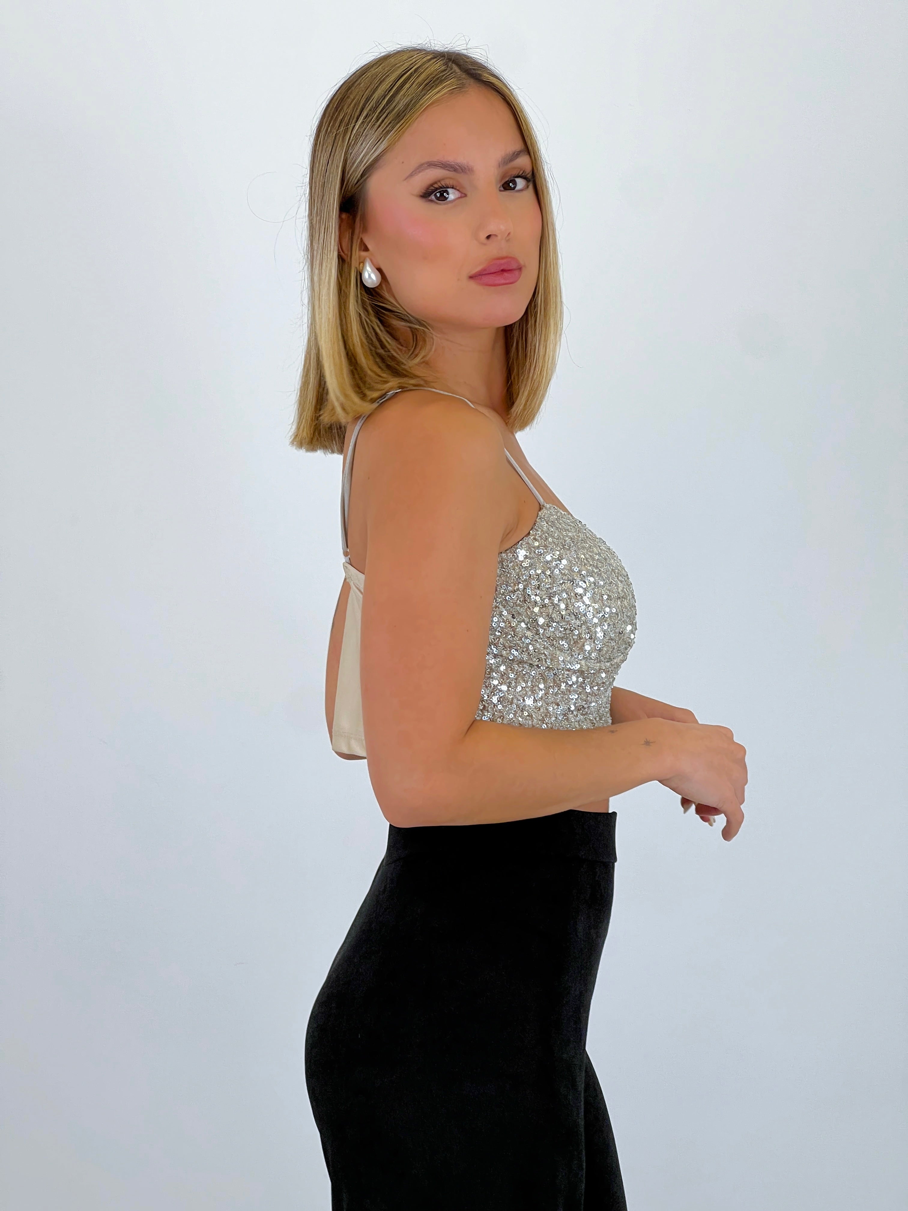 Top corsé paillettes